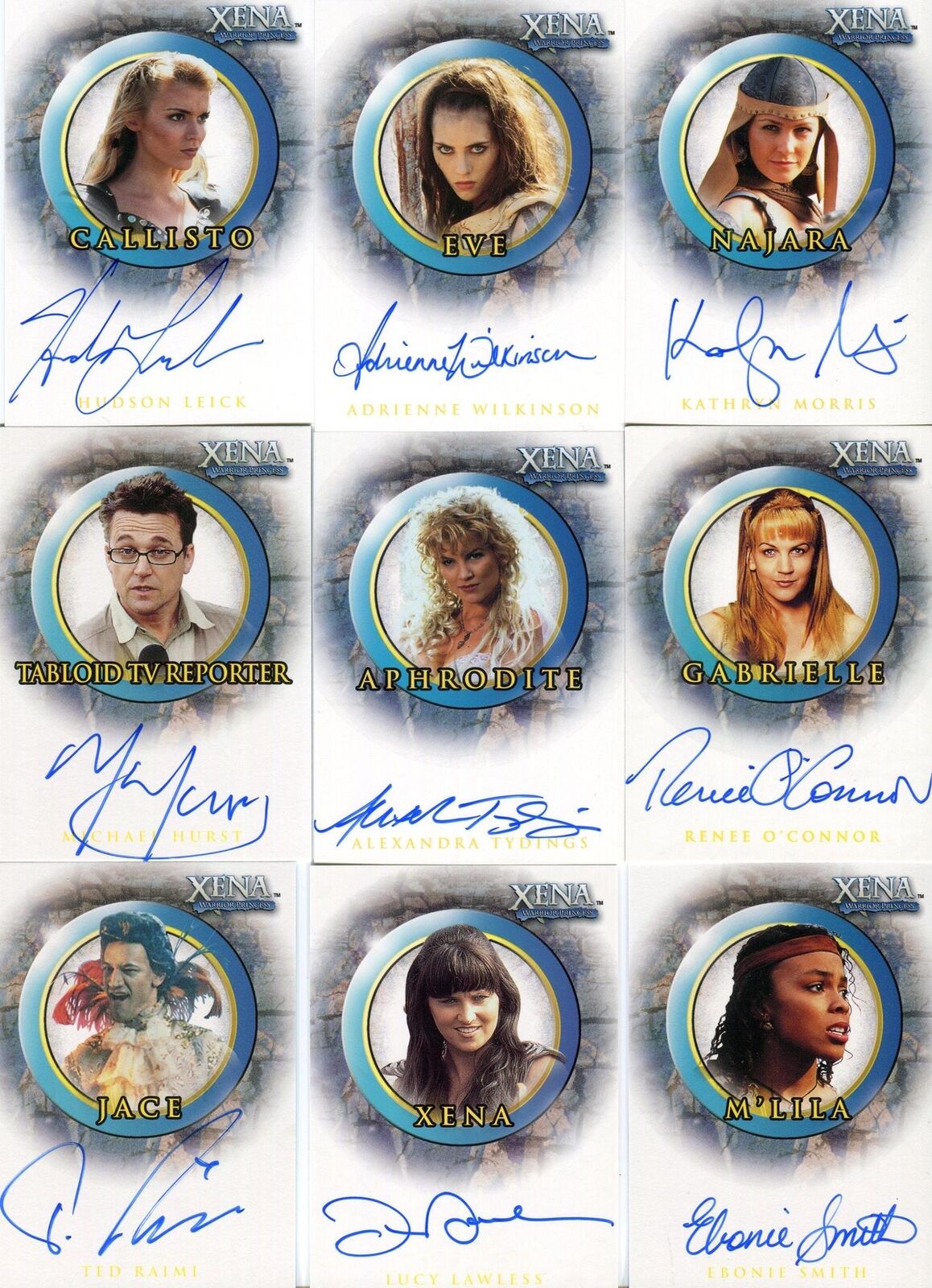 Xena Season Six Autograph Card Set 15 Cards A7 thru A21