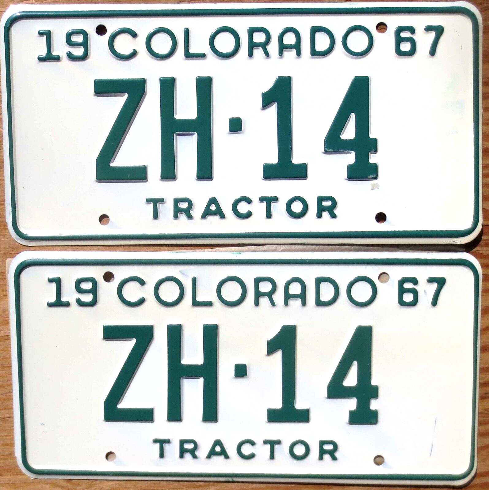 1967 Colorado License Plate Number Tag PAIR Plates - Tractor
