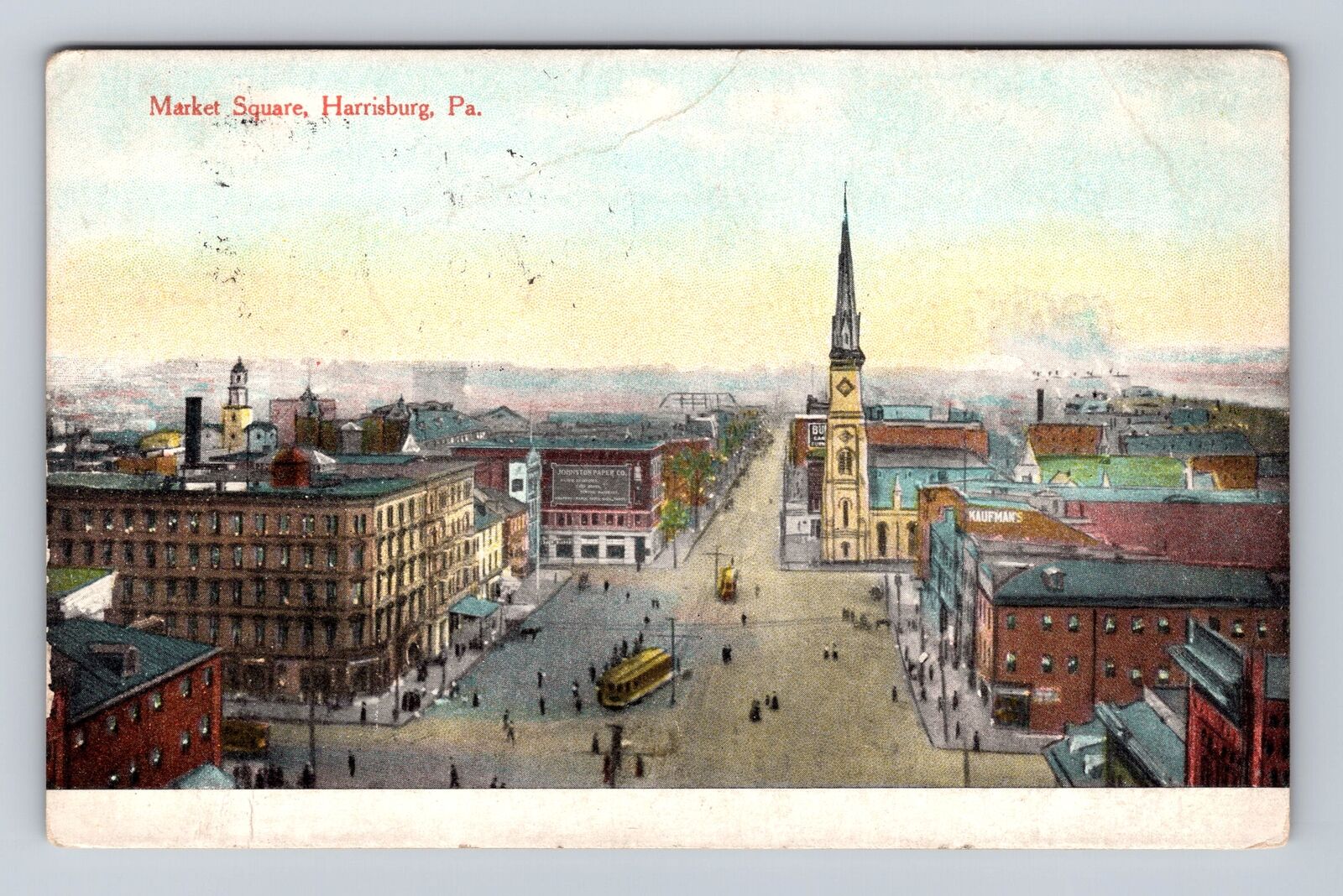 Harrisburg PA-Pennsylvania, Aerial Market Square, Vintage c1912 Postcard