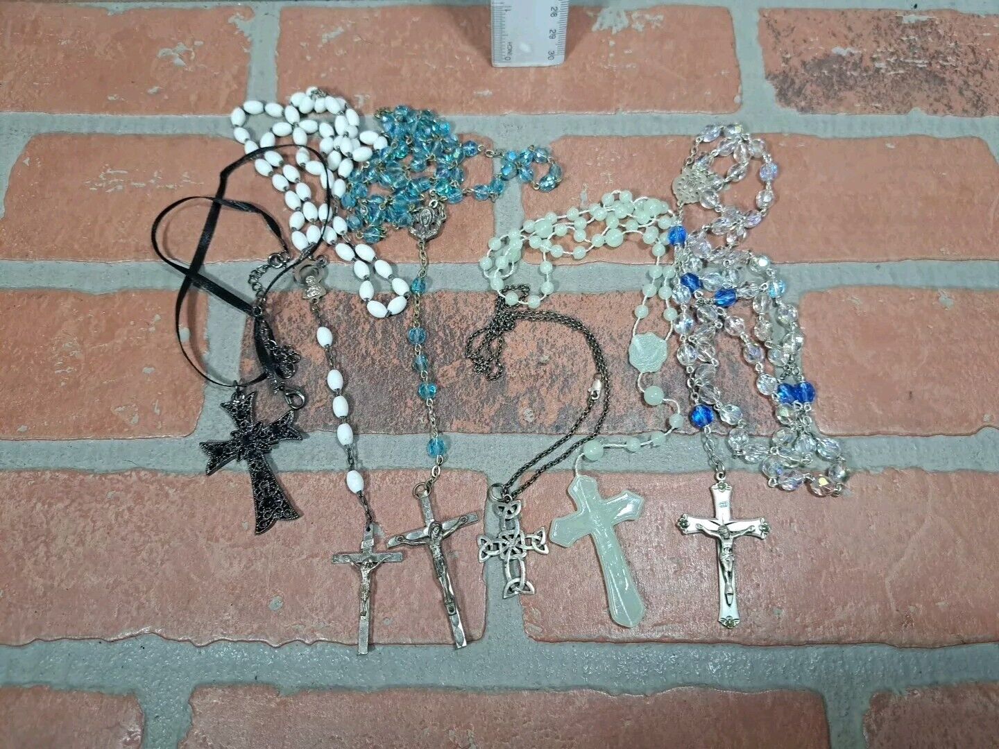 Vintage Creed Sterling Silver Rosary Religious Crucifix Catholic Medals Lot