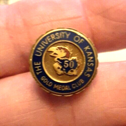 University Of Kansas KU Gold Medal Club 50 Jayhawks Lapel Pin Alumni