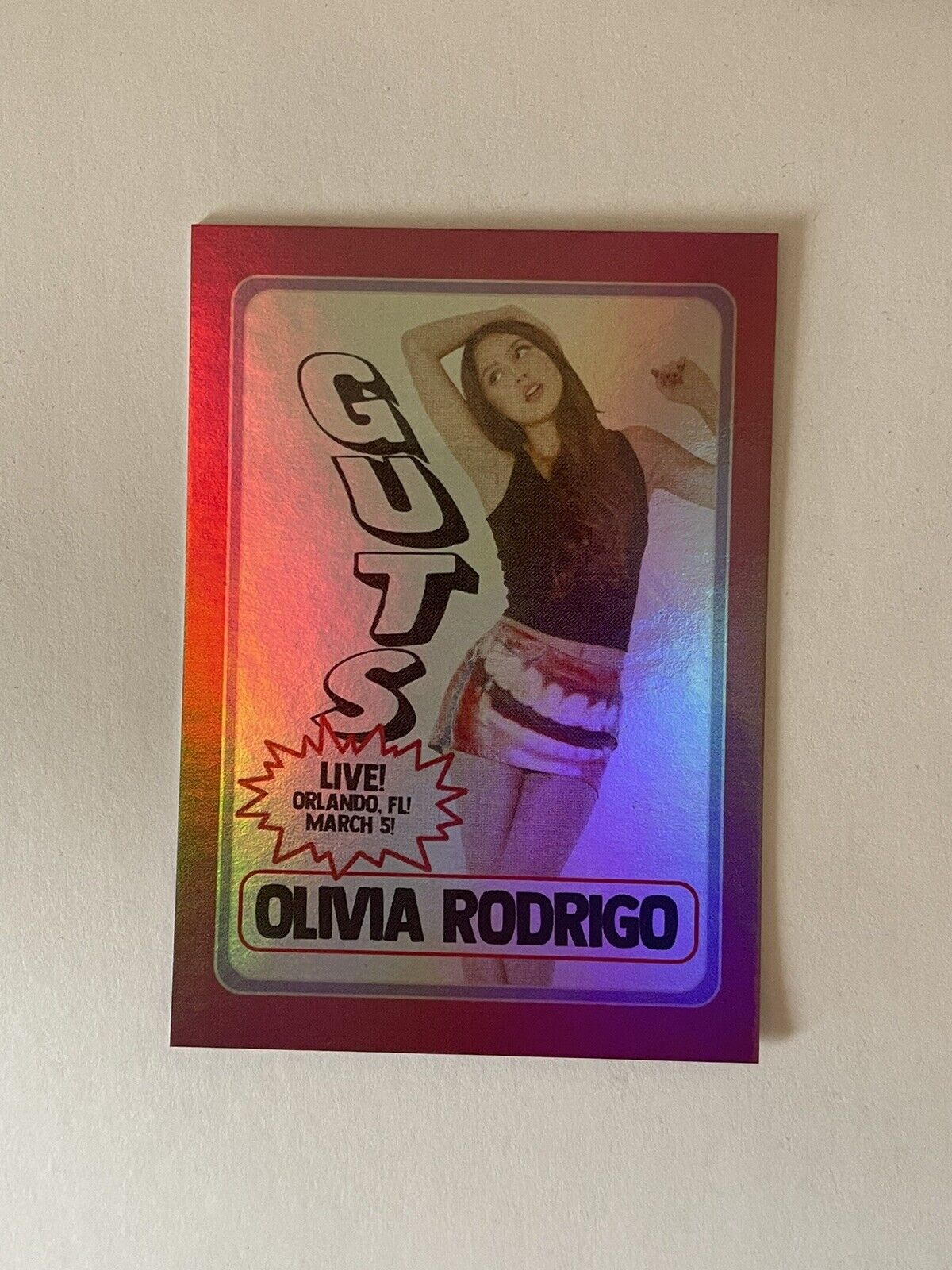 Olivia Rodrigo Guts World Tour  Trading Card 2024 Orlando March 5th Holographic