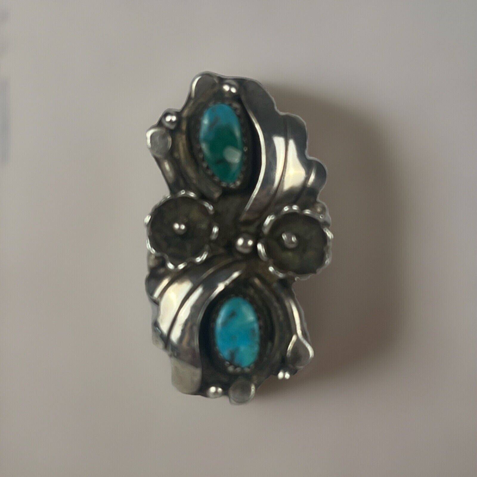 Vintage Native American Navajo Sterling Silver  Turquoise Ring Size 7