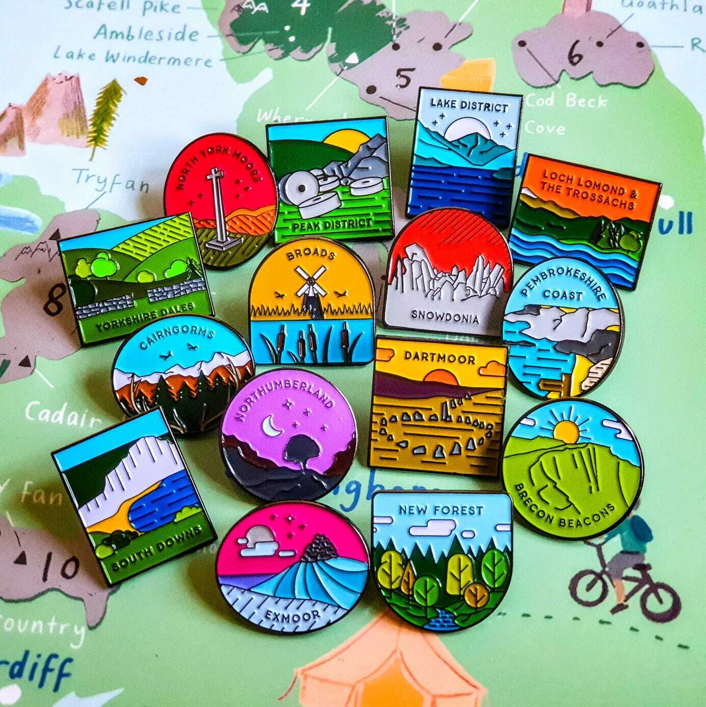 UK National Parks enamel adventure pins (set of 15) (30% off bundle deal)