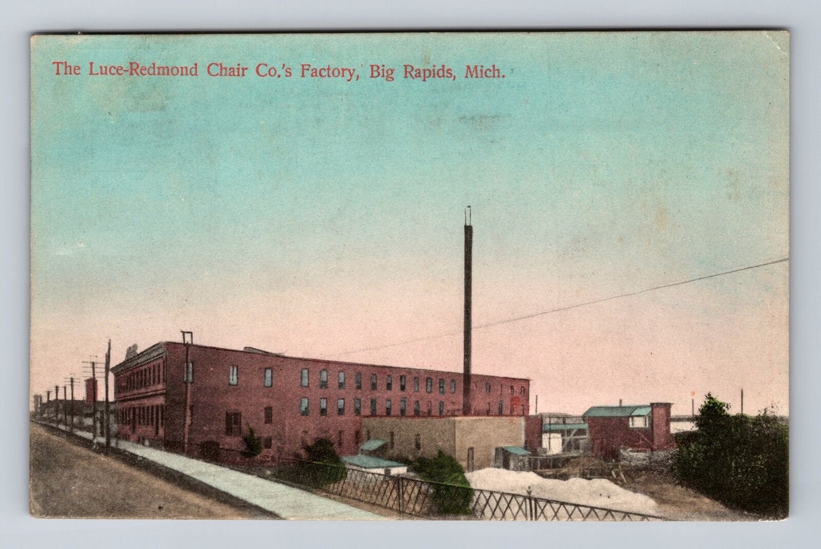 Big Rapids MI-Michigan, The Luce Redmond Chair Co's Factory, Vintage Postcard