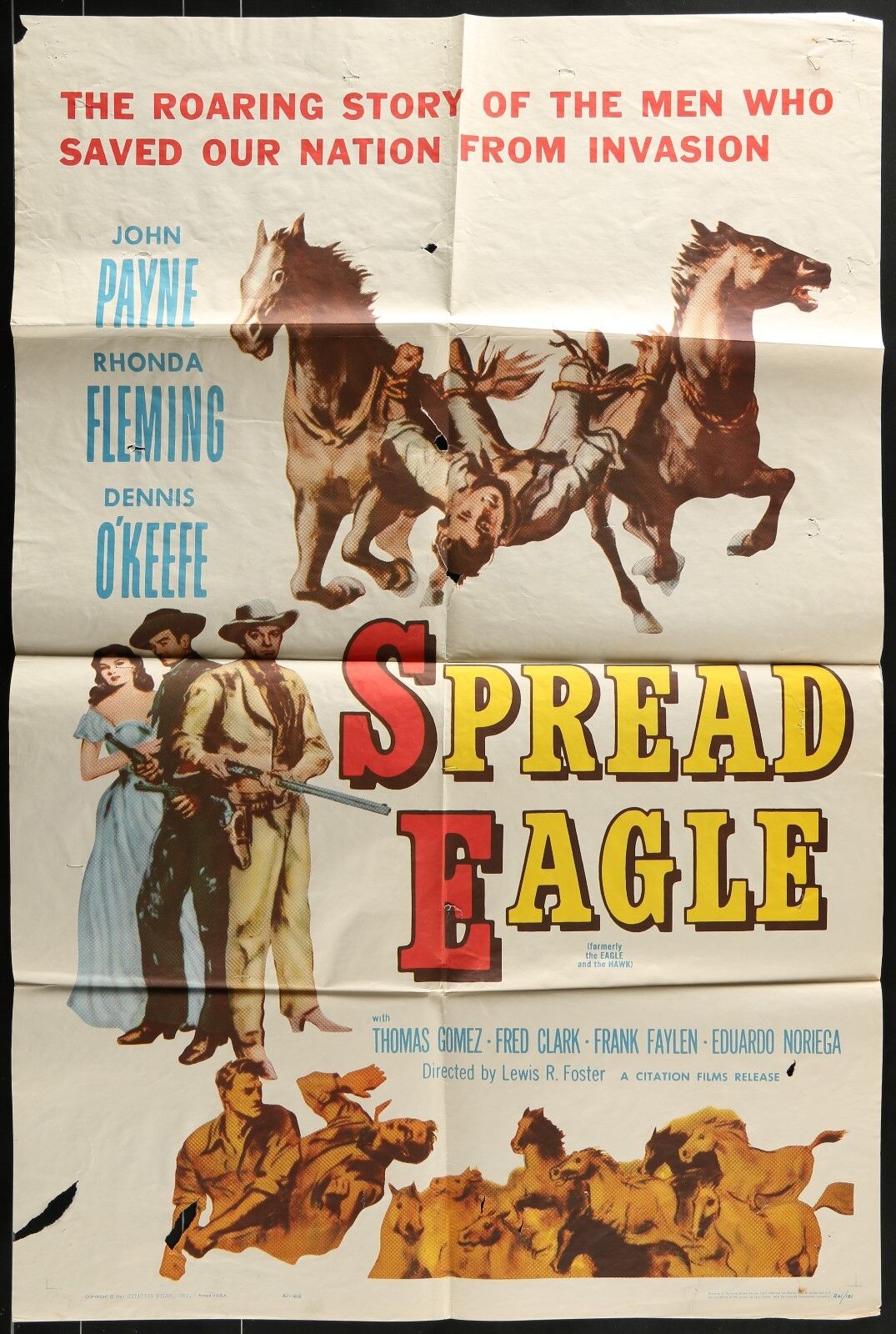 SPREAD EAGLE Rhonda Fleming Original R-1961 ONE SHEET MOVIE POSTER 27 x 41