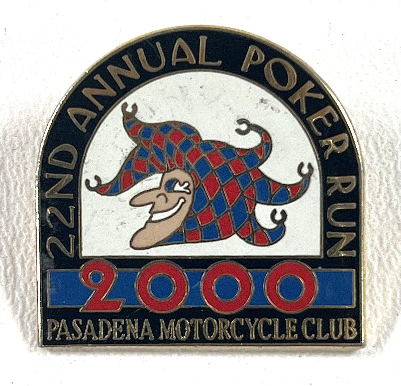 Vtg 2000 Pasadena California Motorcycle Club 22nd Annual Poker Run Pinback