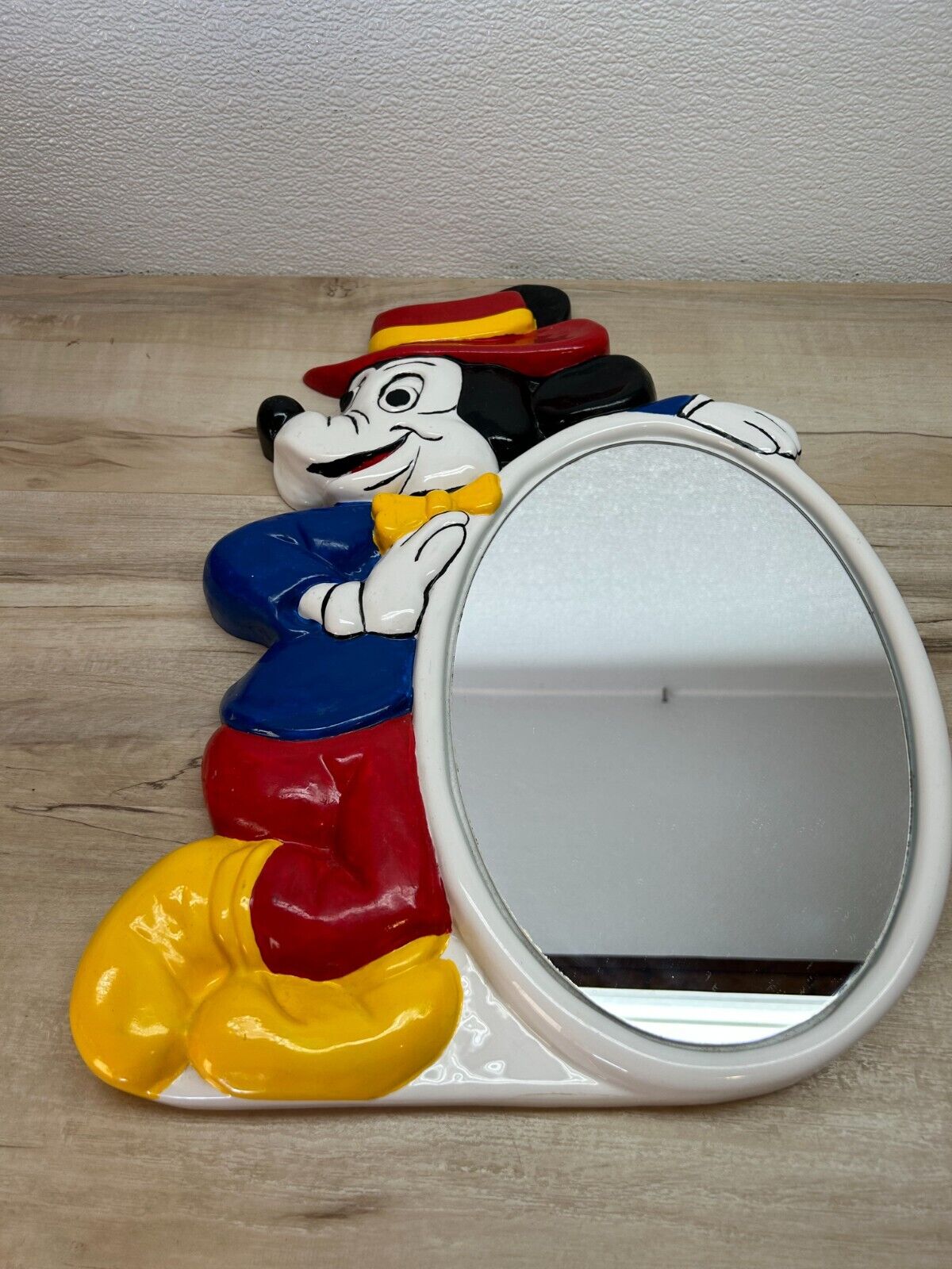 Vintage Walt Disney Productions Mickey Mouse Plastic Mold Wall Decor Mirror