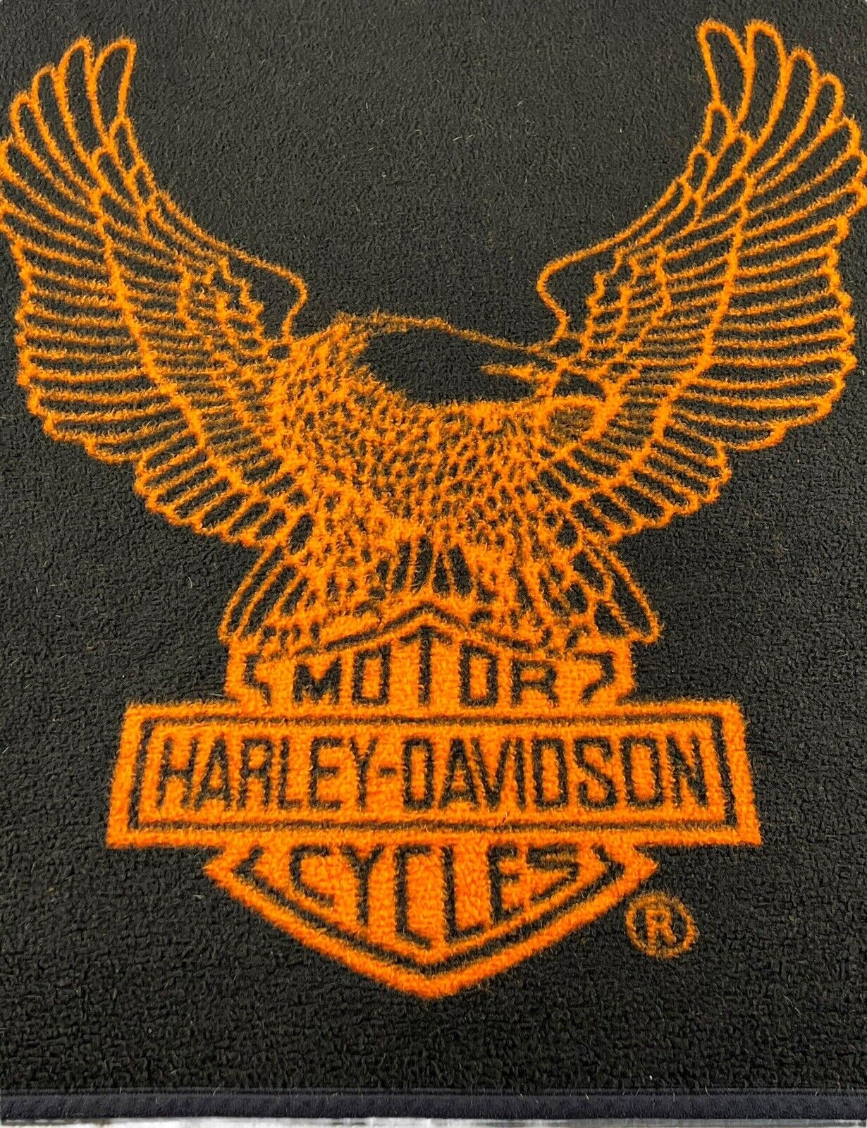 Vintage Harley Davidson Biederlack Blanket Throw 56”x 47” 2002 Black Orange USA
