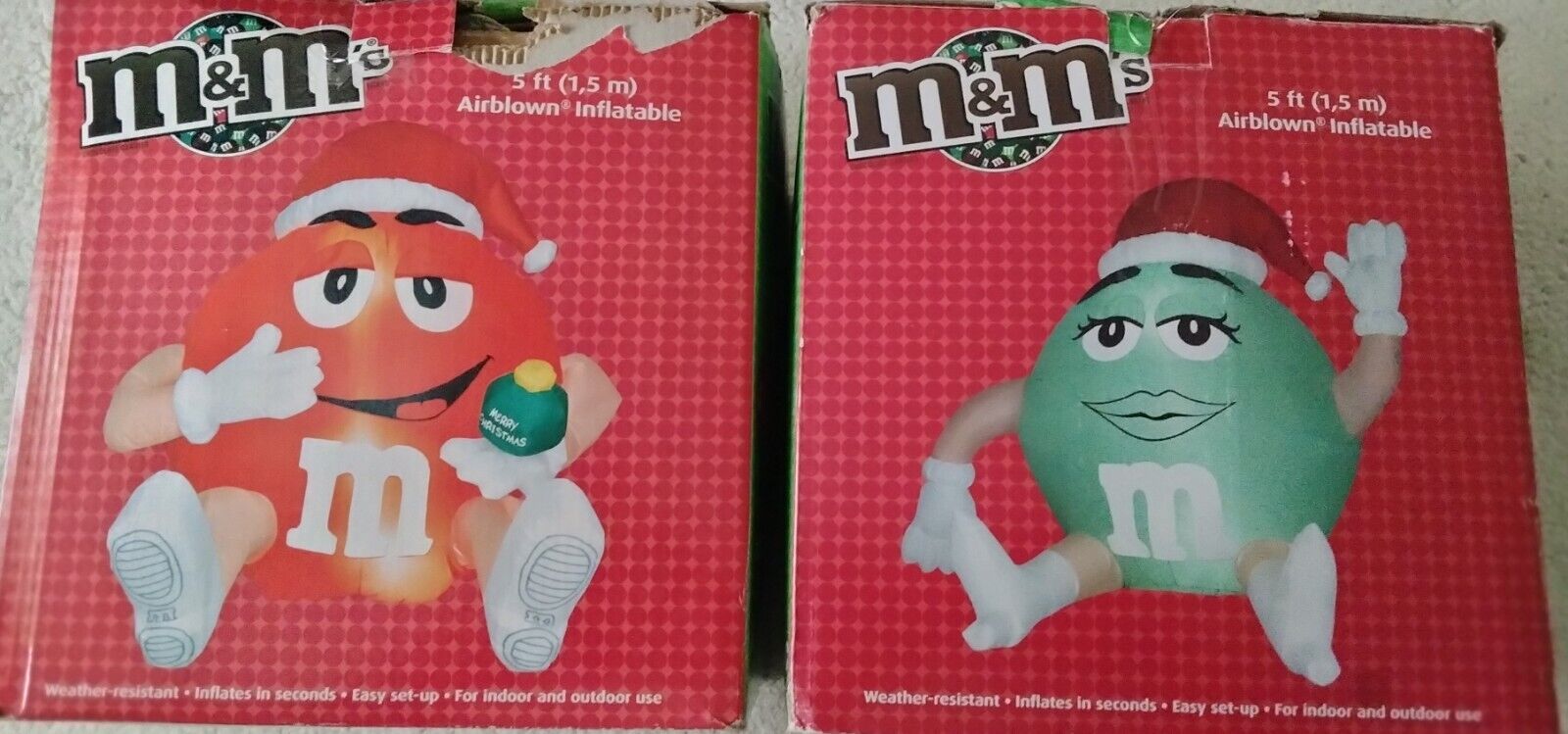 Set Of Two 2011 Gemmy 5foot Tall M&M Air blown Inflatables