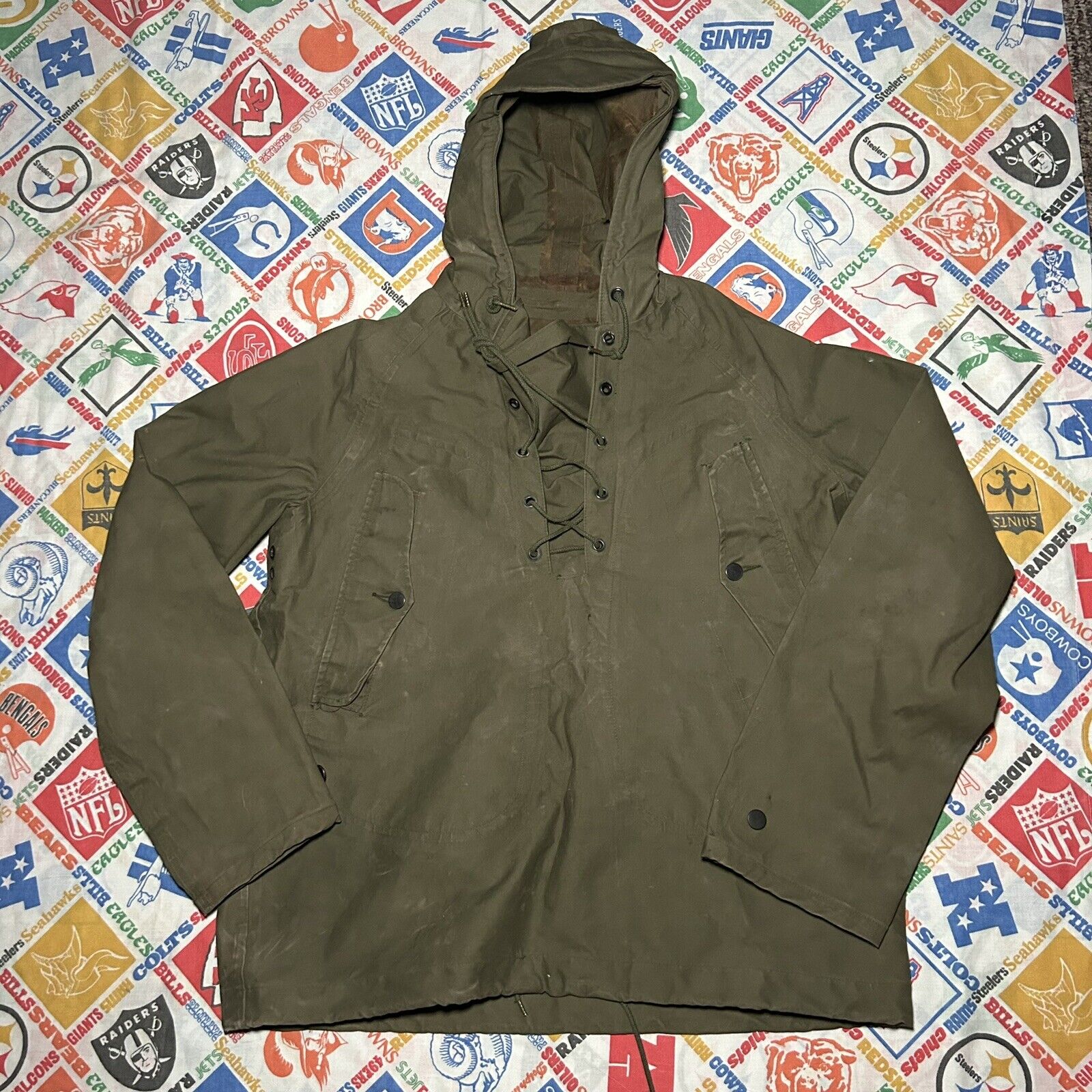 Vintage 50s-60s Vietnam War Era Parka Men's Wet Weather USN Deck Jacket Small