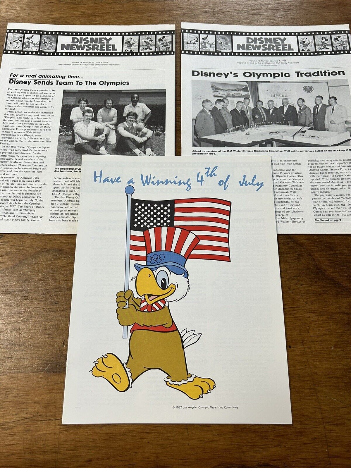 Vintage Disney Newsreel 1984 Olympics Paper Ephemera Lot Walt Disney Productions