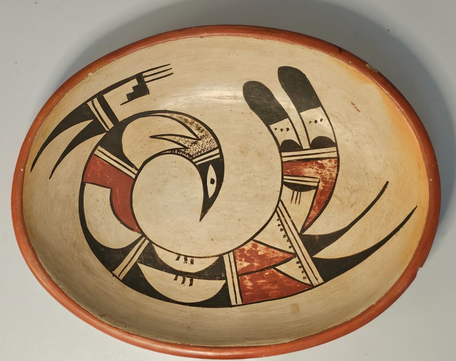 Vintage Hopi Pottery LAURA CHAPELLA TOMOSIE, Rare Platter 10 x 8 x 2 (1907-1977)