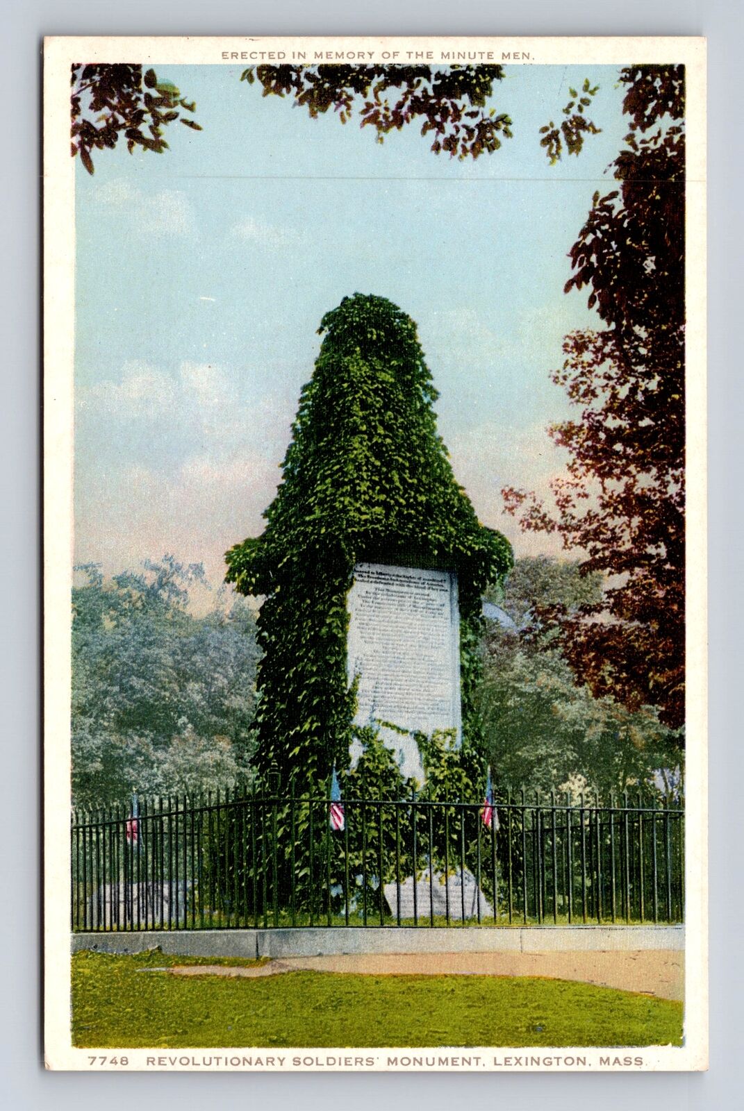Lexington MA-Massachusetts, Revolutionary Soldiers Monument, Vintage Postcard