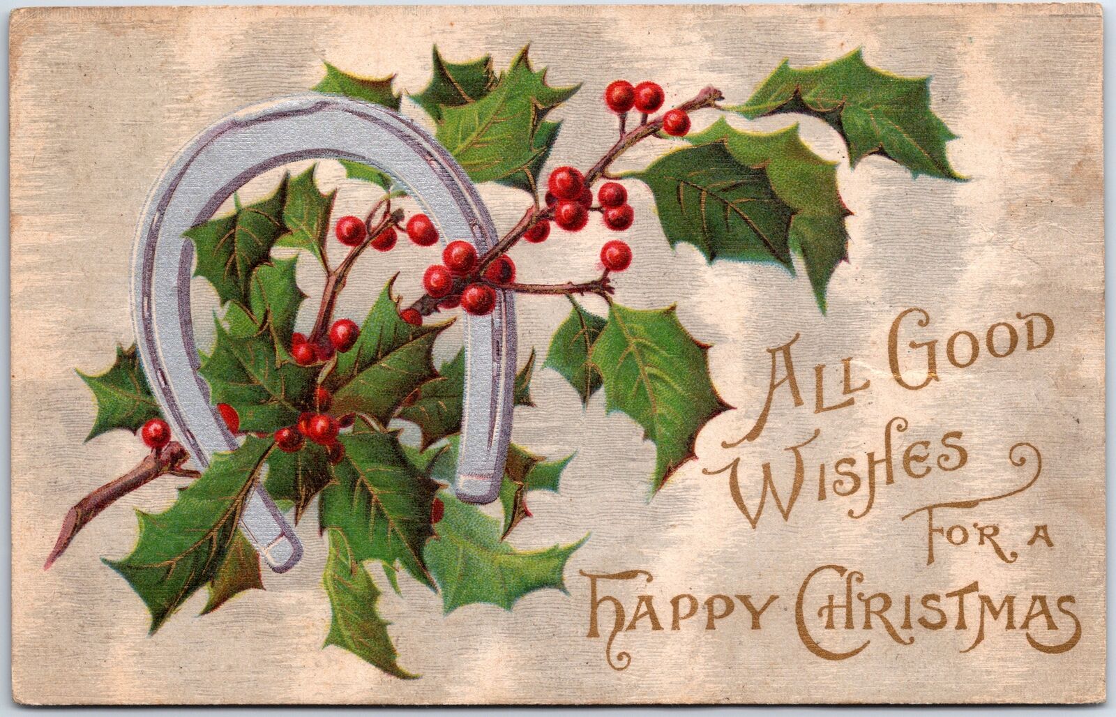 VINTAGE POSTCARD ALL GOOD WISHES FOR A MERRY CHRISTMAS MAILED HARRISON OHIO 1910