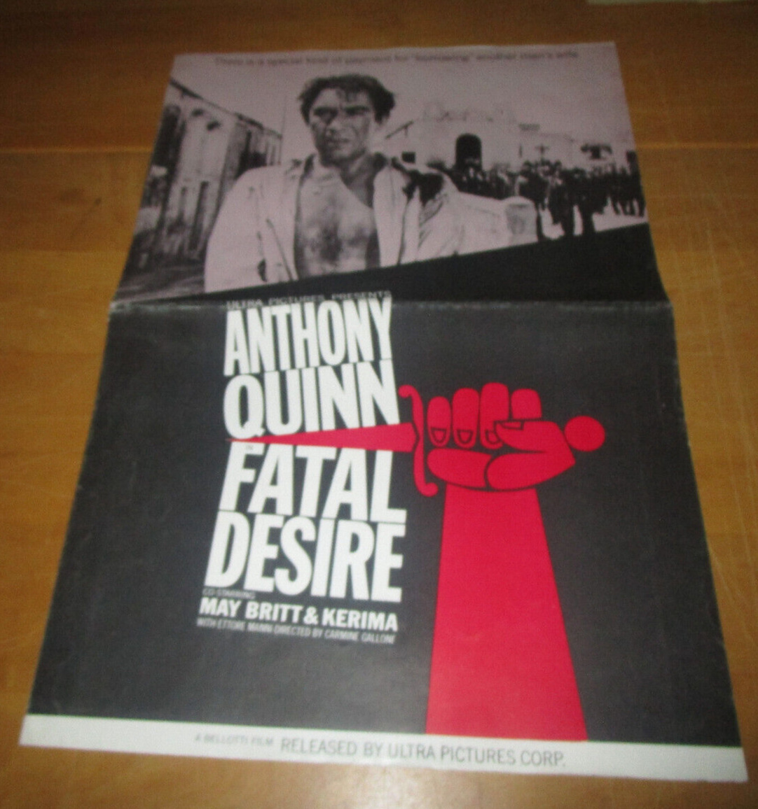 Fatal Desire 1953 ANTHONY QUINN ETTORE MANNI KERIMA Pressbook 18x12