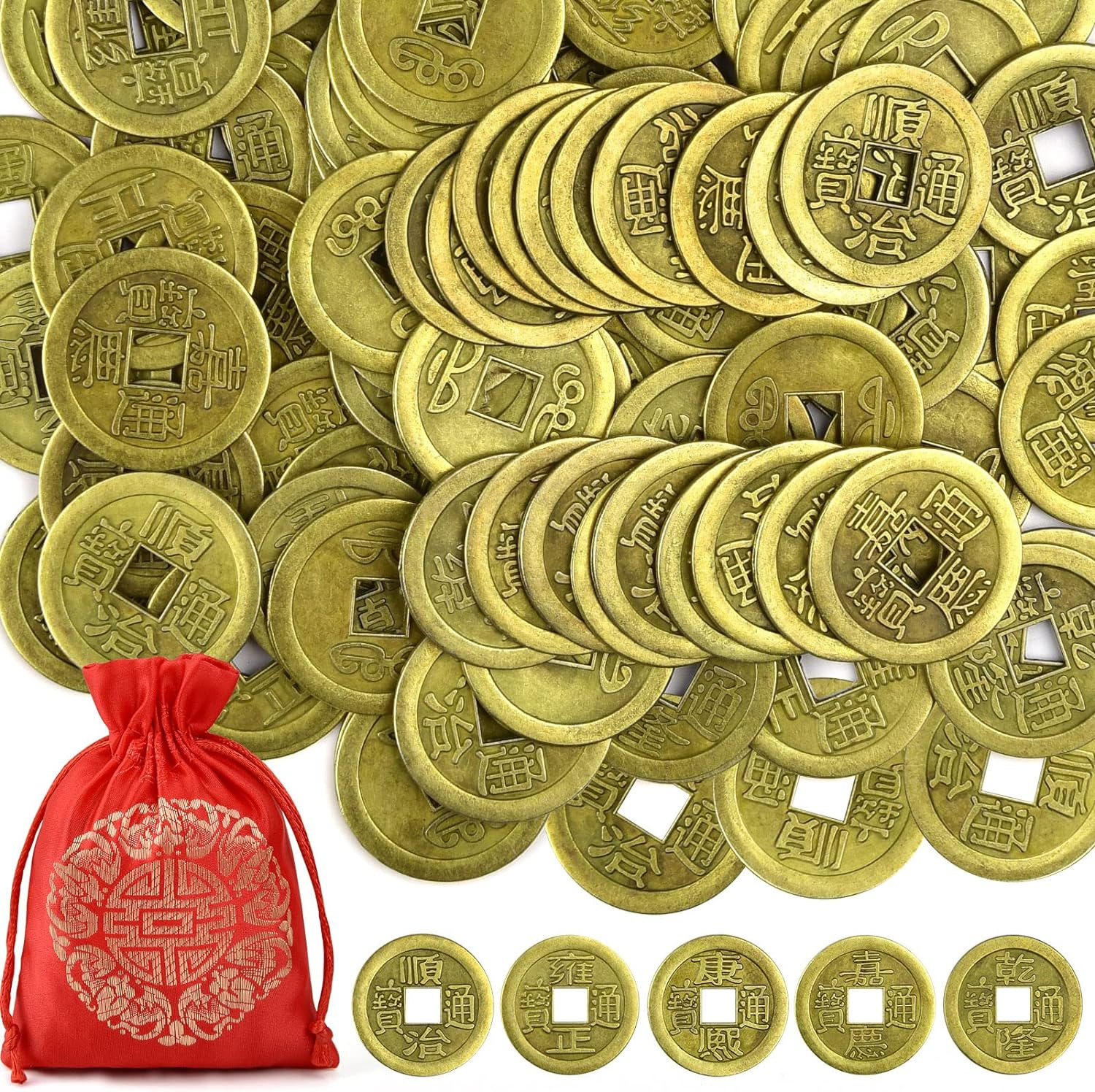 240 Pieces Chinese Fortune Coins Feng Shui I-Ching Coins Chinese Good Luck New