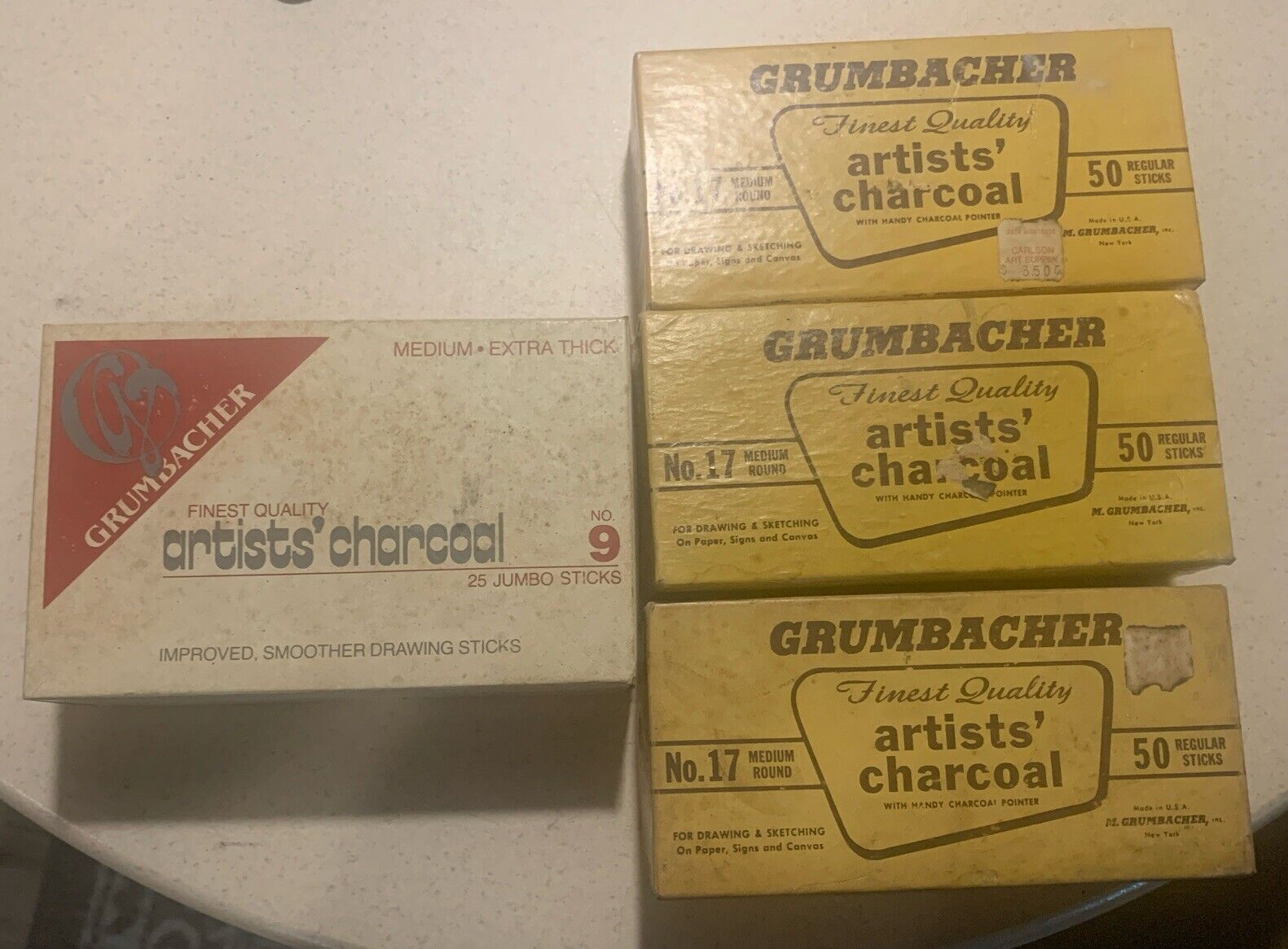 Vintage Grumbacher Artists Charcoal No 9 Finest And No 17  Four Box Lot