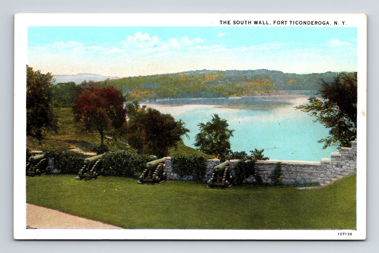 1927 The South Wall Cannons Fort Ticonderoga NY WB Postcard