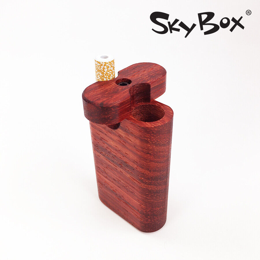 SkyBox® dugout - Spin Top dugout w/ Small Cigarette Style Pipe. Made from Paduk