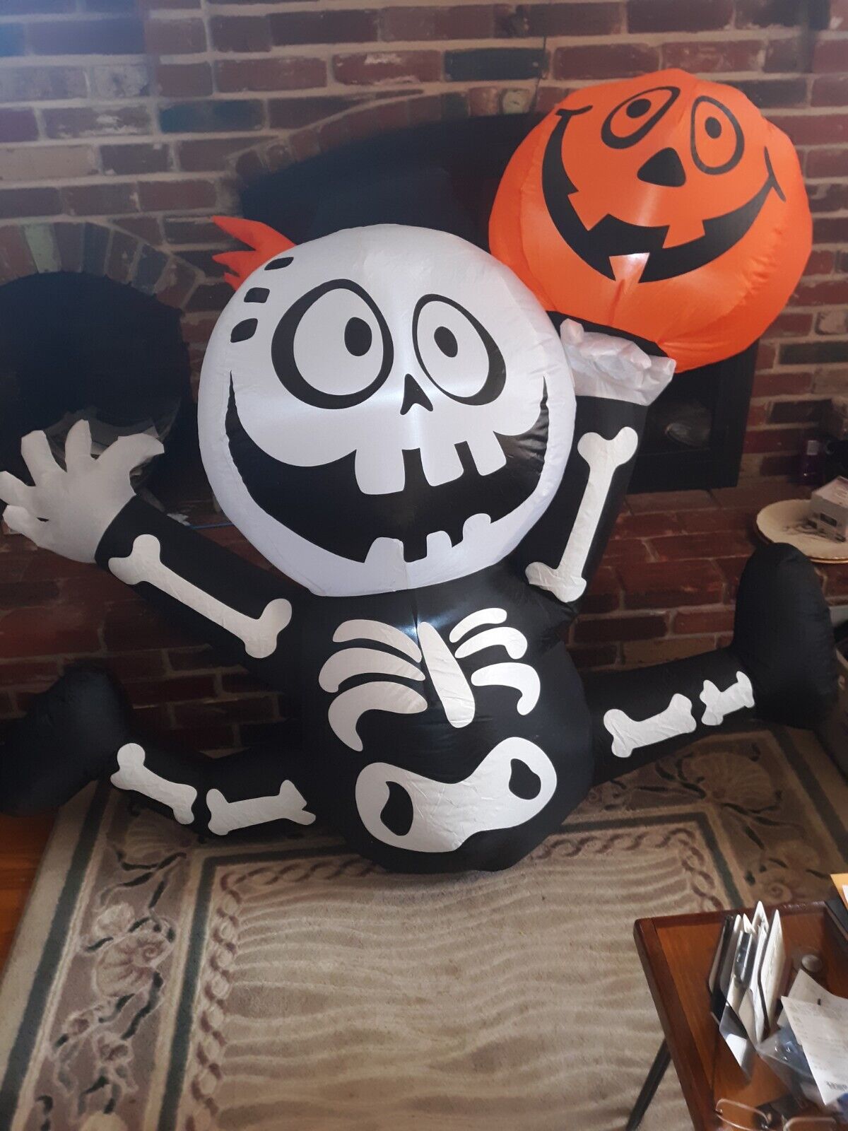 Halloween Pumpkin Boy Skeleton Airblown Inflatables LED Yard Decor 4 ft x 5 ft