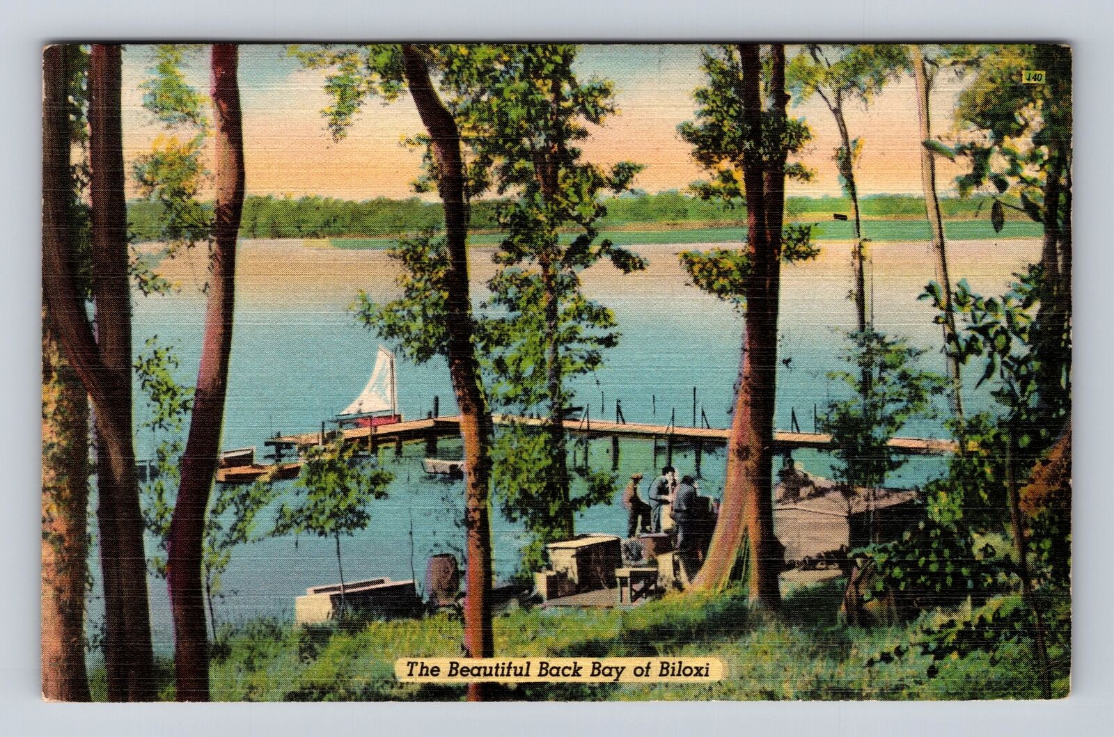 Biloxi MS-Mississippi, The Beautiful Back Bay Of Biloxi, Vintage c1949 Postcard
