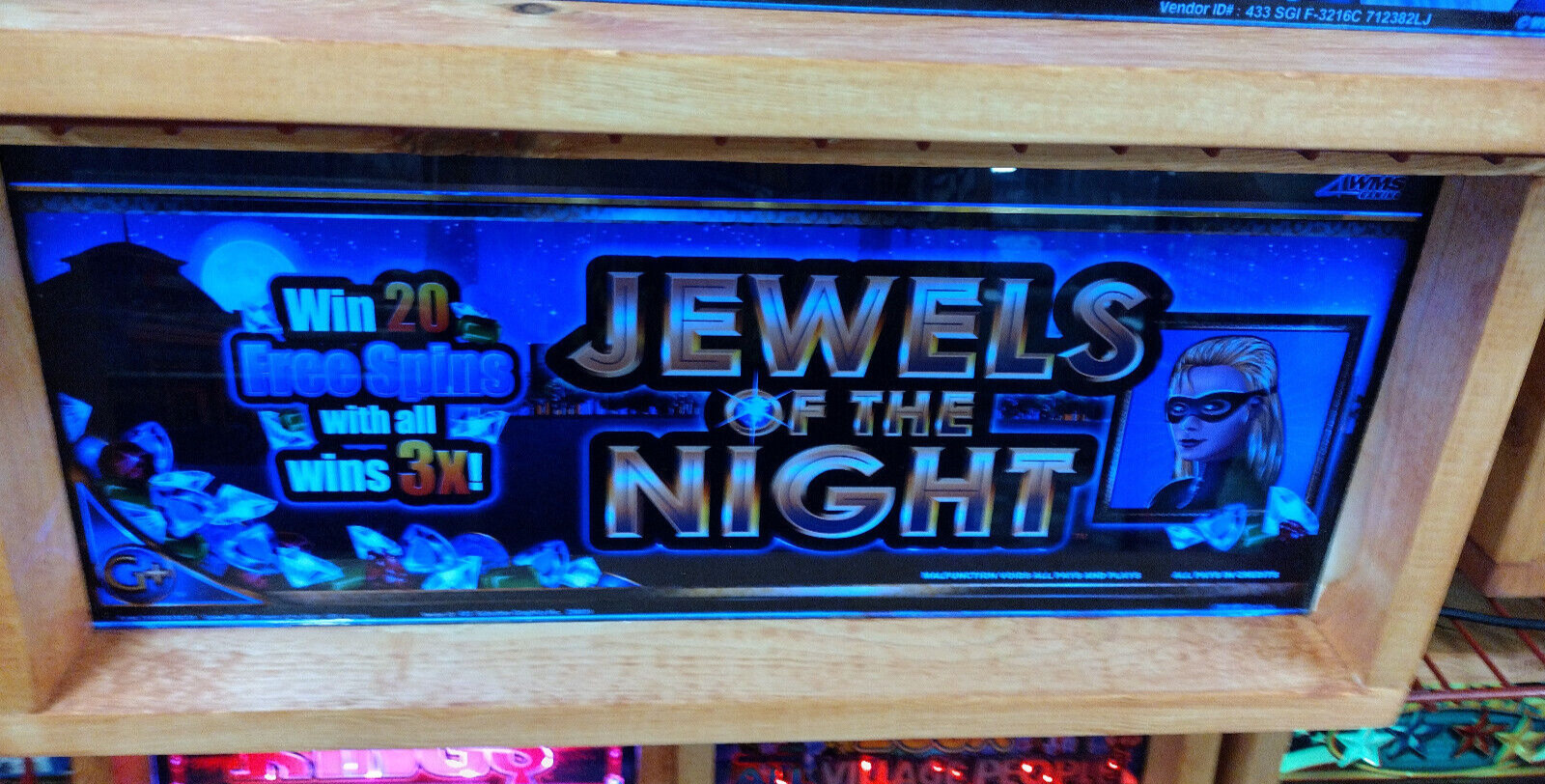 Jewels of the Night (Vintage Slot Machine Glass) Framed & Backlit