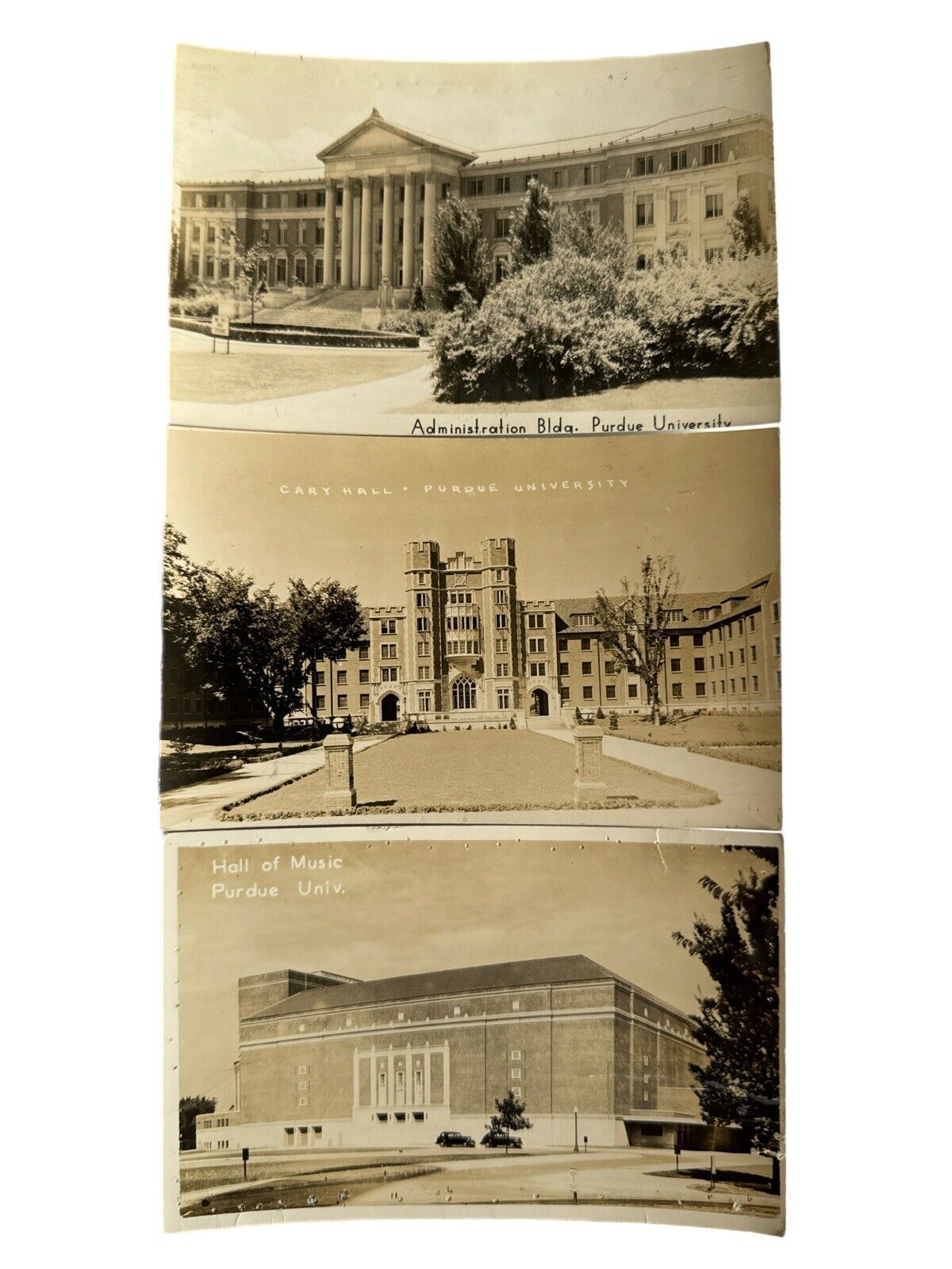 Antique RPPC Purdue University Postcard Ephemera Early 1900s Set Of Three Sepia