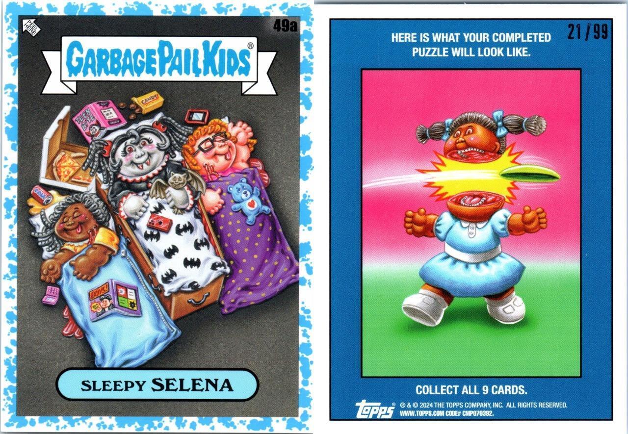 2024 GPK GARBAGE PAIL KIDS AT PLAY BLUE PARALLEL CARD 49a Sleepy Selena 21/99