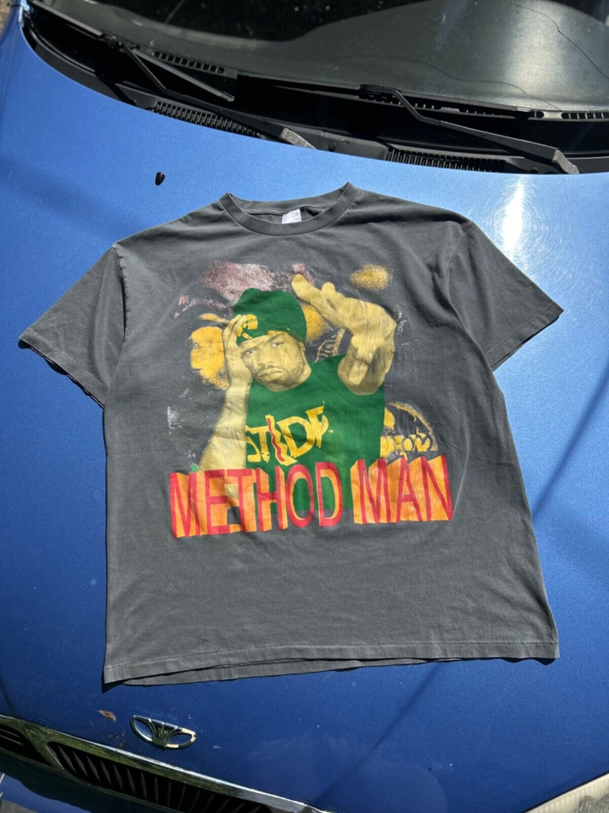 RARE Vintage Wu Tang Rap T-Shirt Method Man 90s Big Logo crazy faded