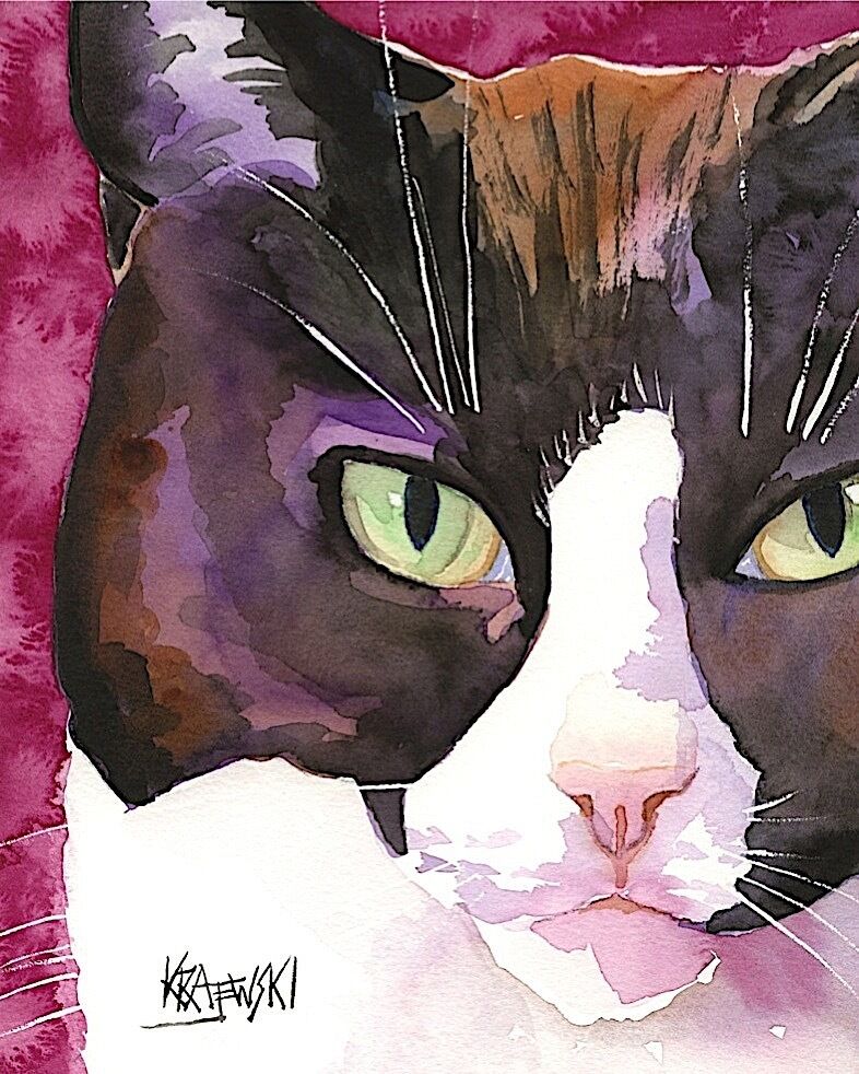 Tuxedo Cat Gifts | Art Print from Painting | Poster Picture Home Decor 11x14