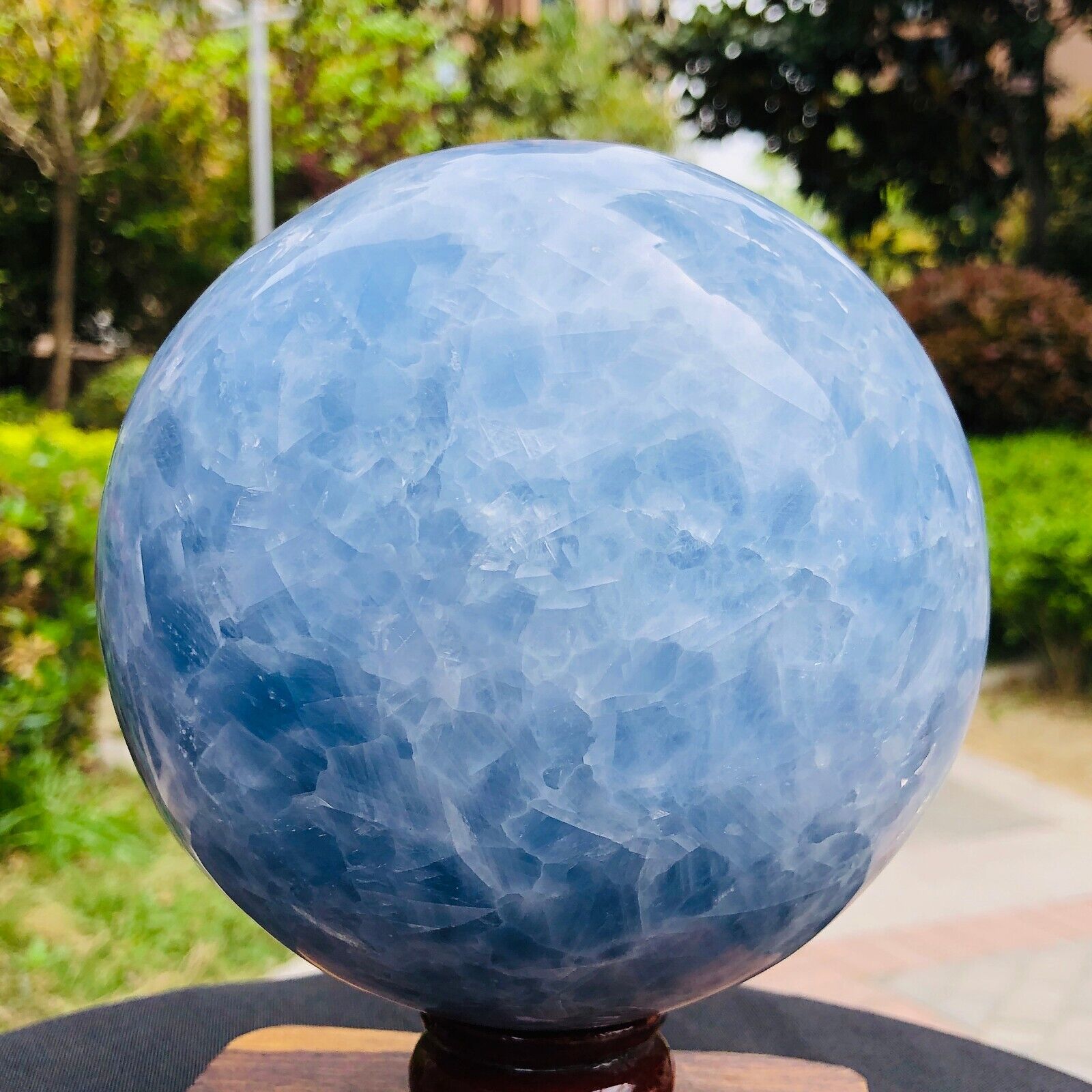 7.56LB Natural Beautiful Blue Crystal Sphere Quartz Crystal Ball Healing 1173