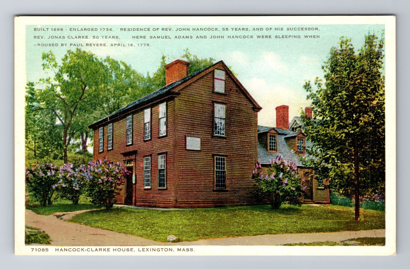 Lexington, MA-Massachusetts, Historic Hancock-Clarke House, Vintage Postcard