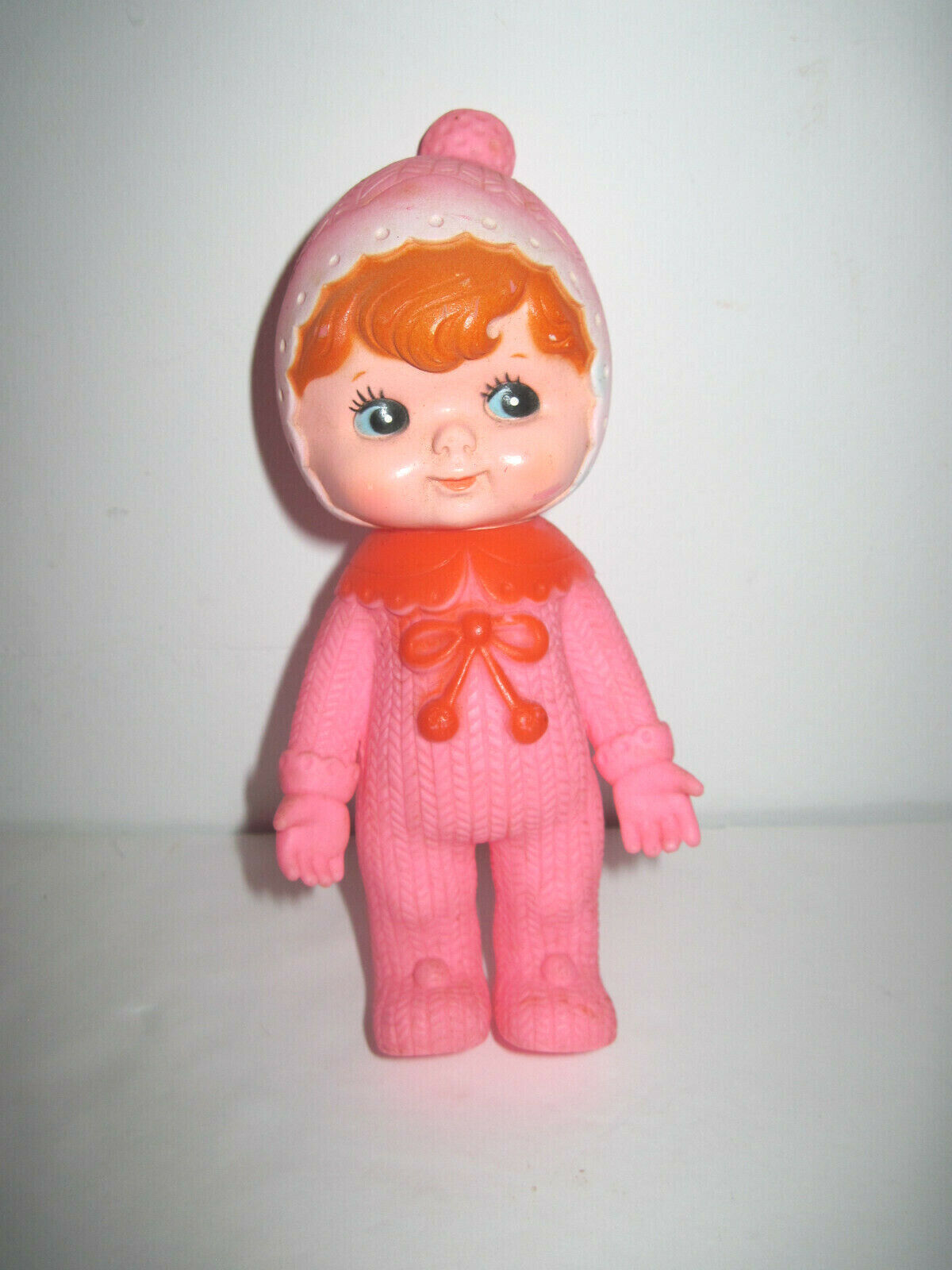 Vintage 1970's Japan Charmy Chan Woodland Doll Pink Girl Squeaker Figure Toy