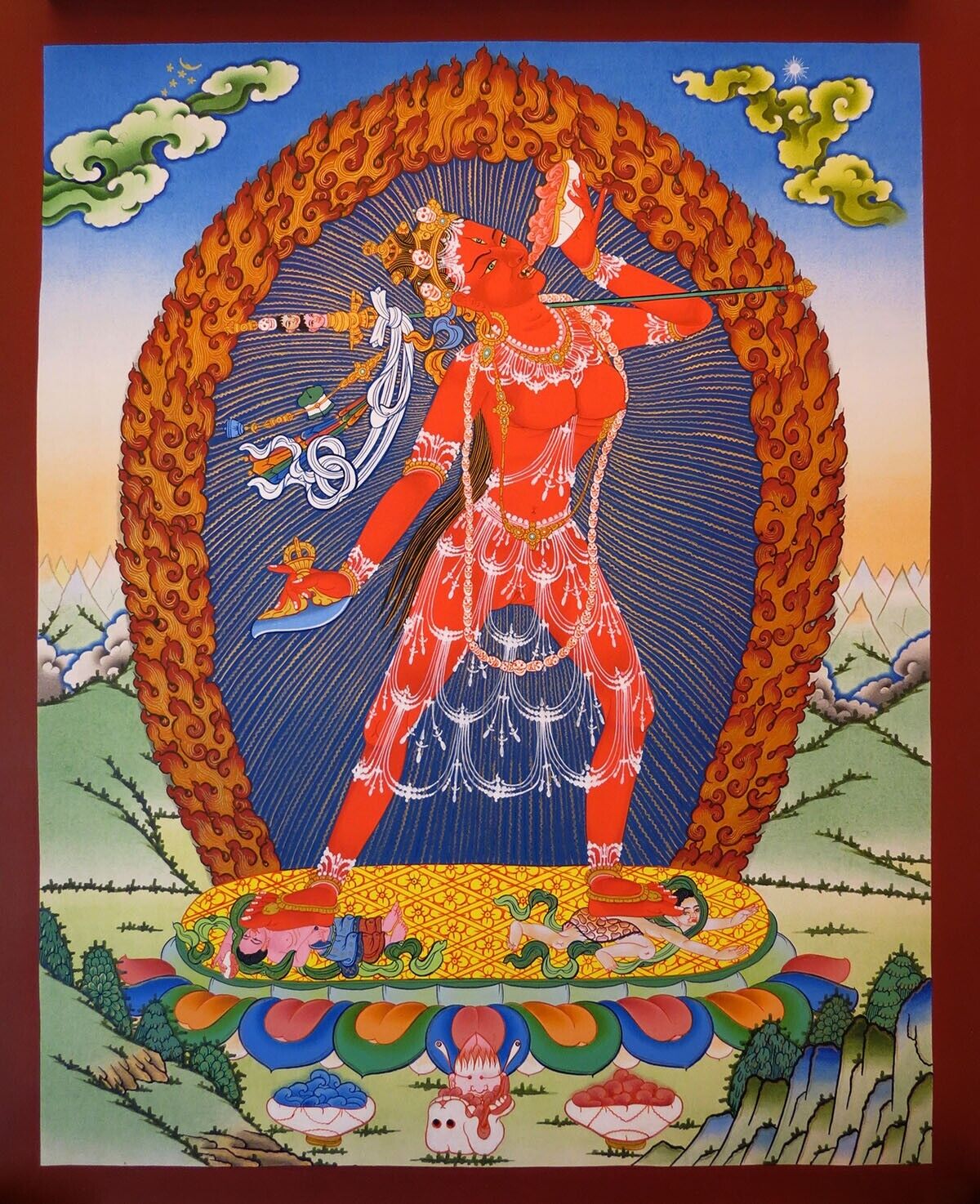 Tibetan Buddhism Goddess Vajrayogini Dakini 50 cm Gold PaintingThangka Art Nepal