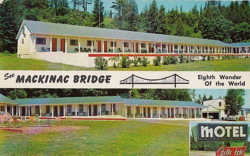 Postcard Belle Isle Motel St Ignace MI 
