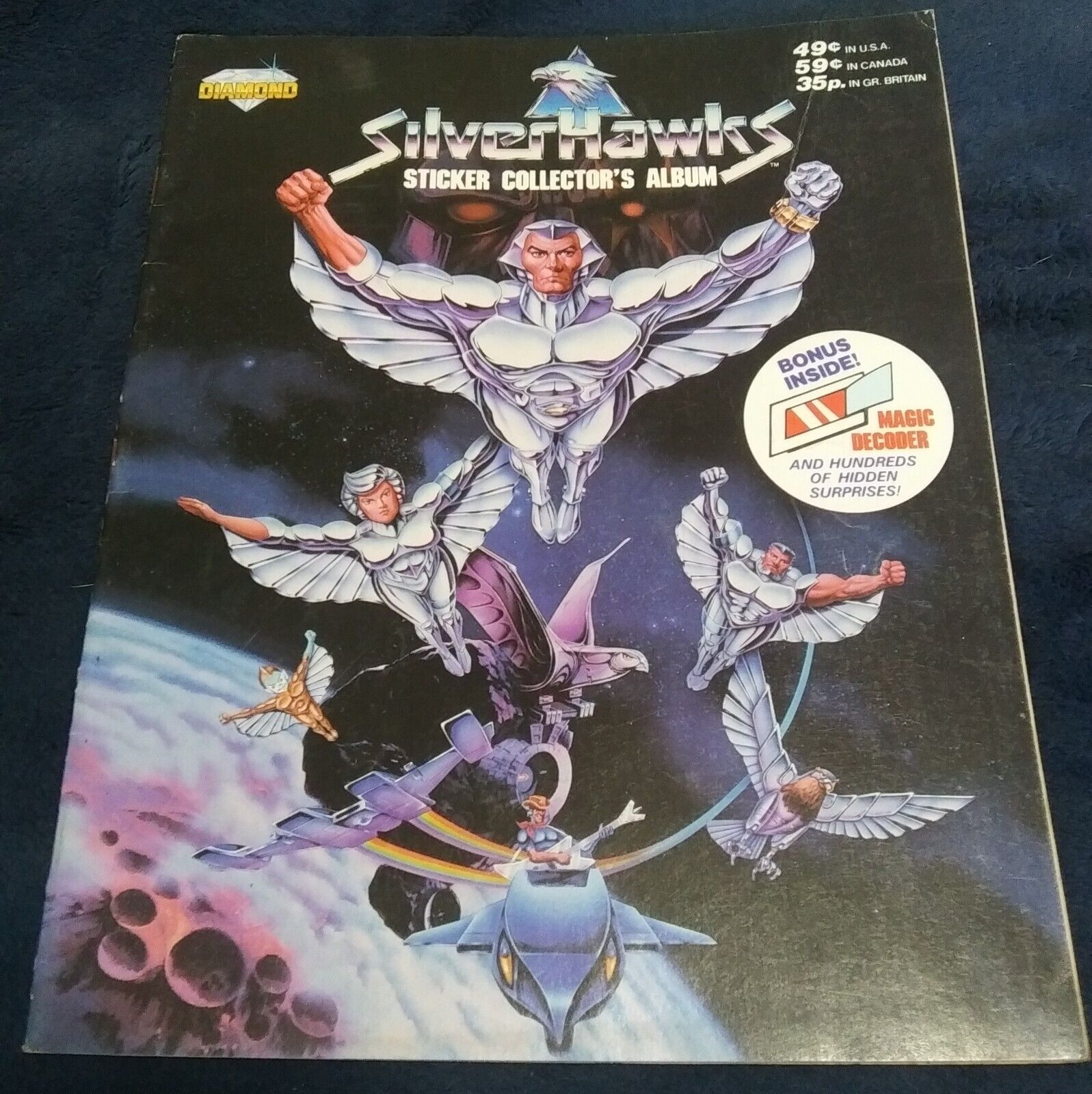 Rare Vintage 1987 Diamond SILVERHAWKS Kenner Panini Sicker 3D Album Book TELEPIX