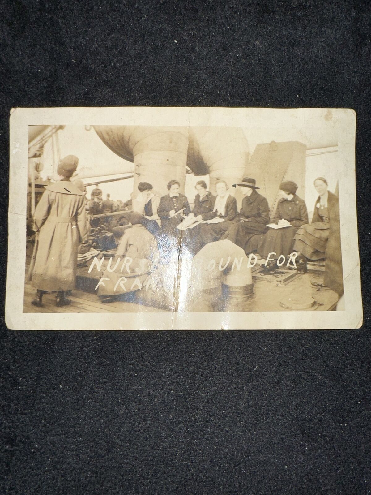 Nurses Bound For France RPPC WWI Postcard Original On Ship Unposted Vintage