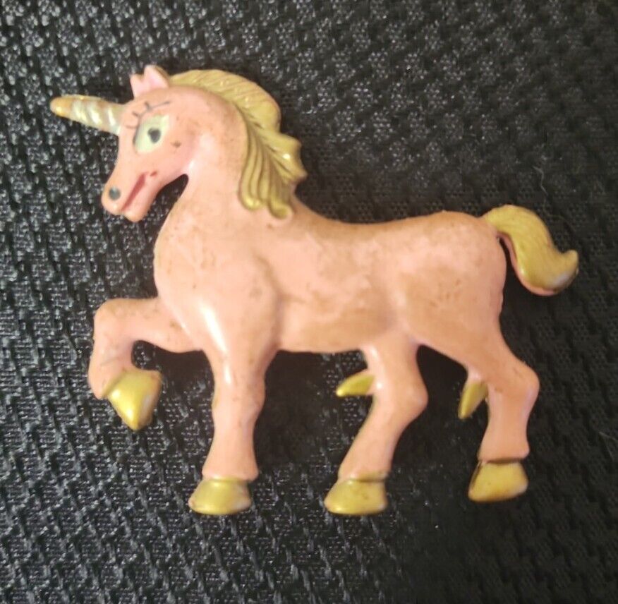 Strange Vintage Pink Six Hooved Unicorn Metal Magnet
