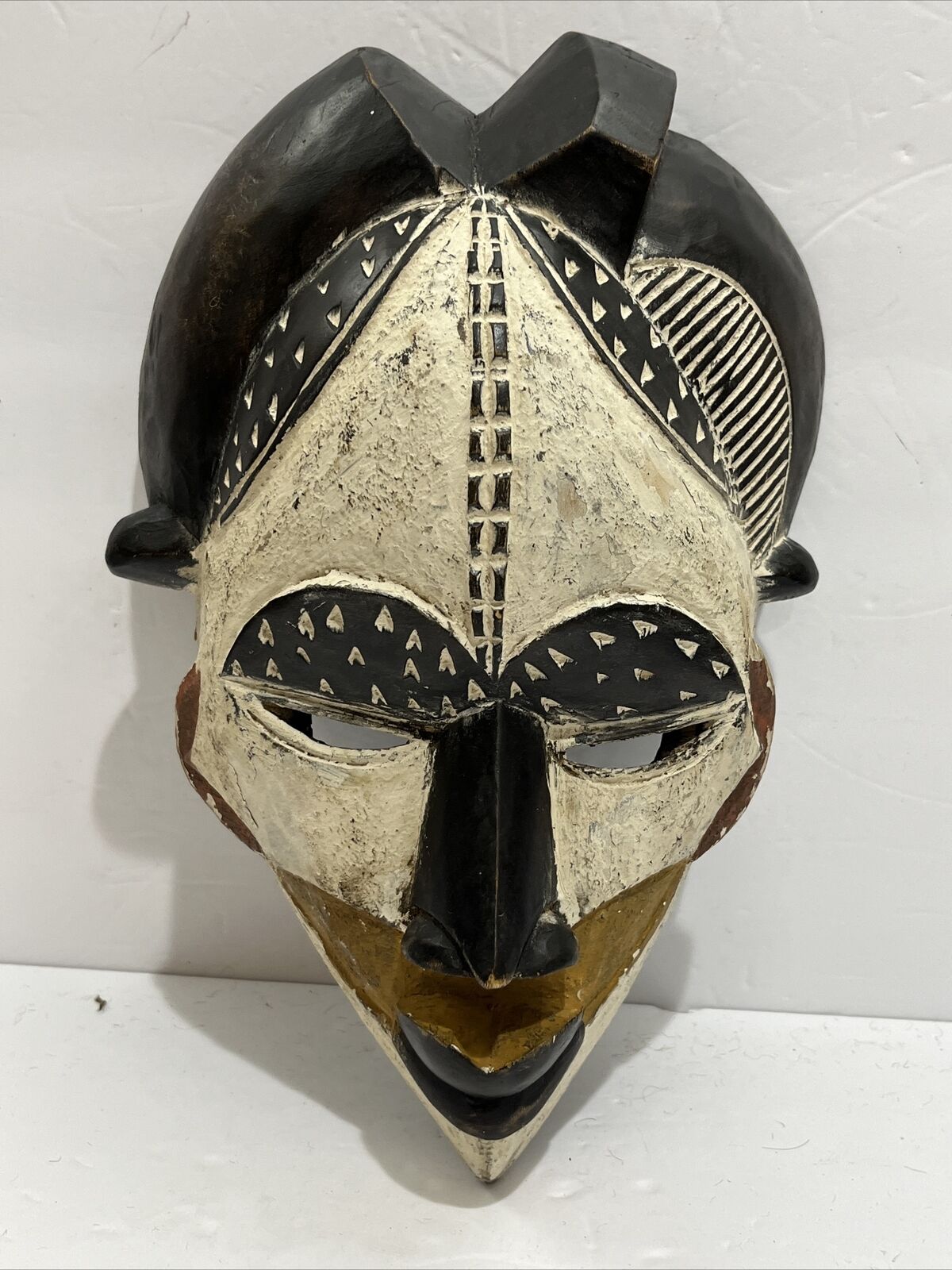 Vintage Unique Genuine African Art Wooden Tribal Mask Cameroon 12.5”