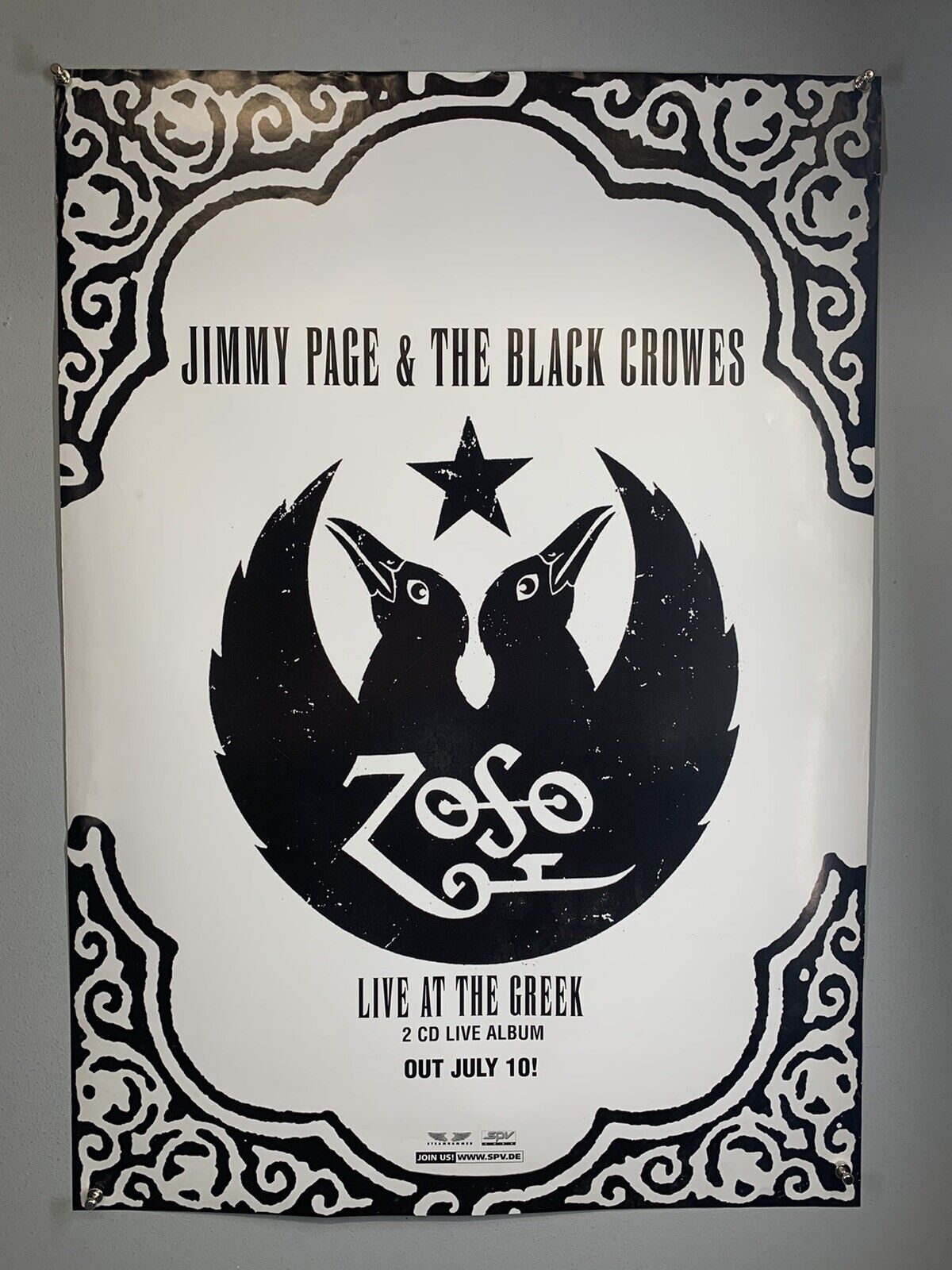 Led Zeppelin Jimmy Page & The Black Crowes Poster Original SPV Promo 2000 #1
