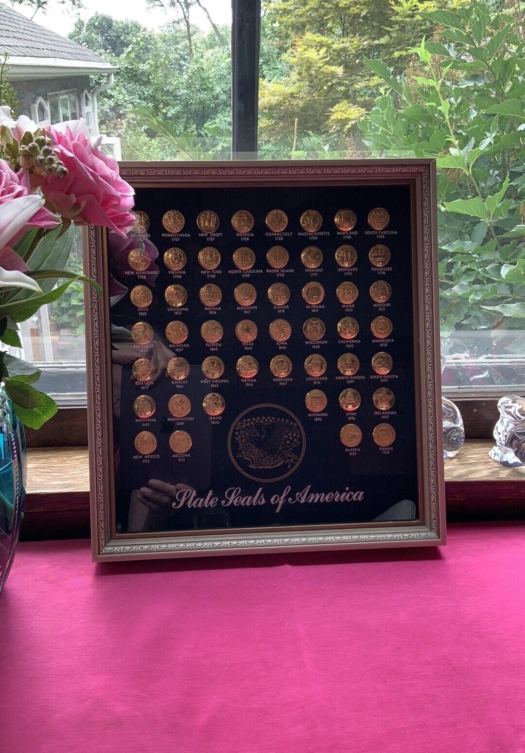 Vintage Framed USA State Seal Emblems