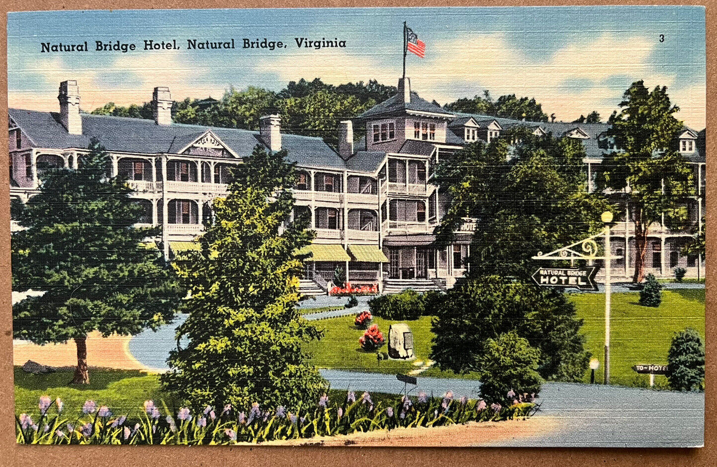Virginia Natural Bridge Hotel Street View Postcard c1940