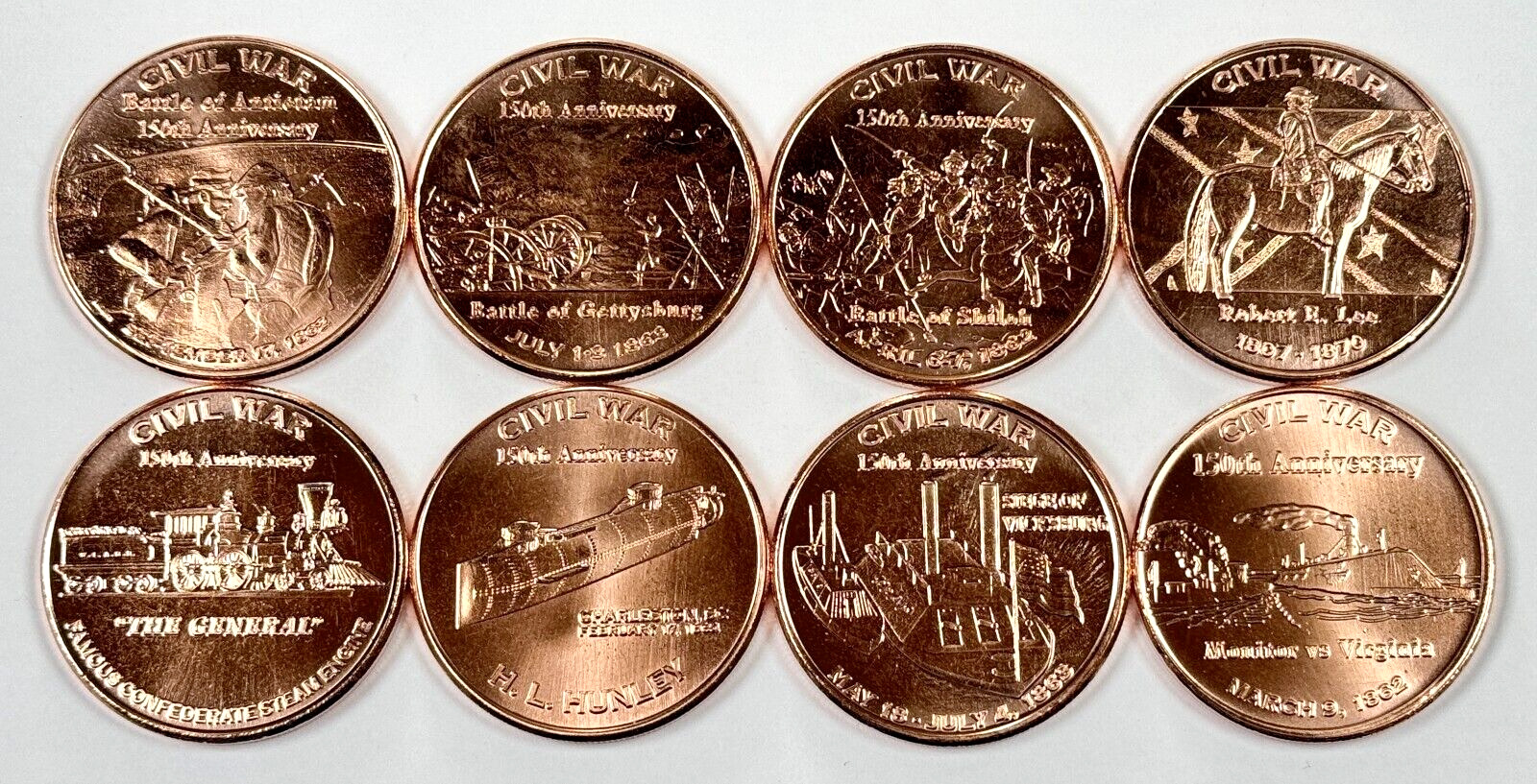 Copper Coins * One Ounce Each * .999 Bullion * US Minted * Civil War Series Set
