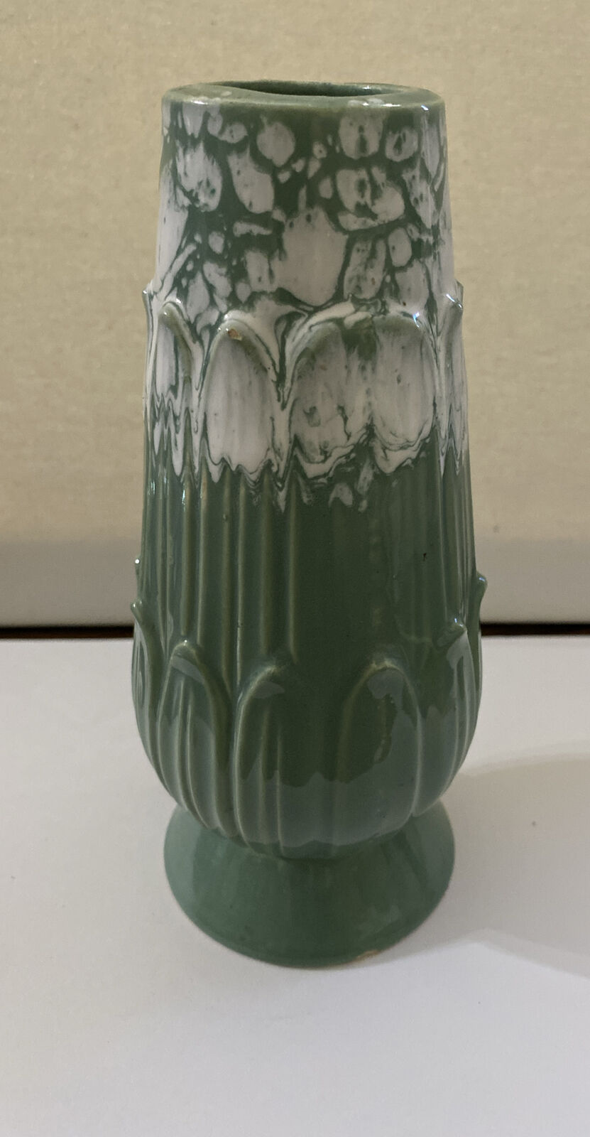 Vintage 7.25” Sage Petal Vases-Mid Century Modern American  c1950-1960.  Bea