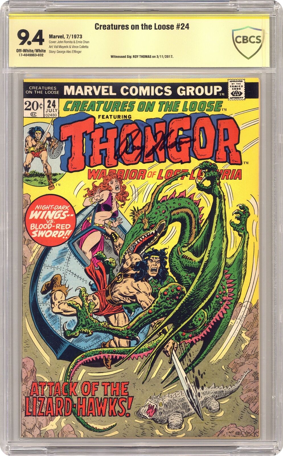 Creatures on the Loose #24 CBCS 9.4 SS Roy Thomas 1973 17-4049963-032