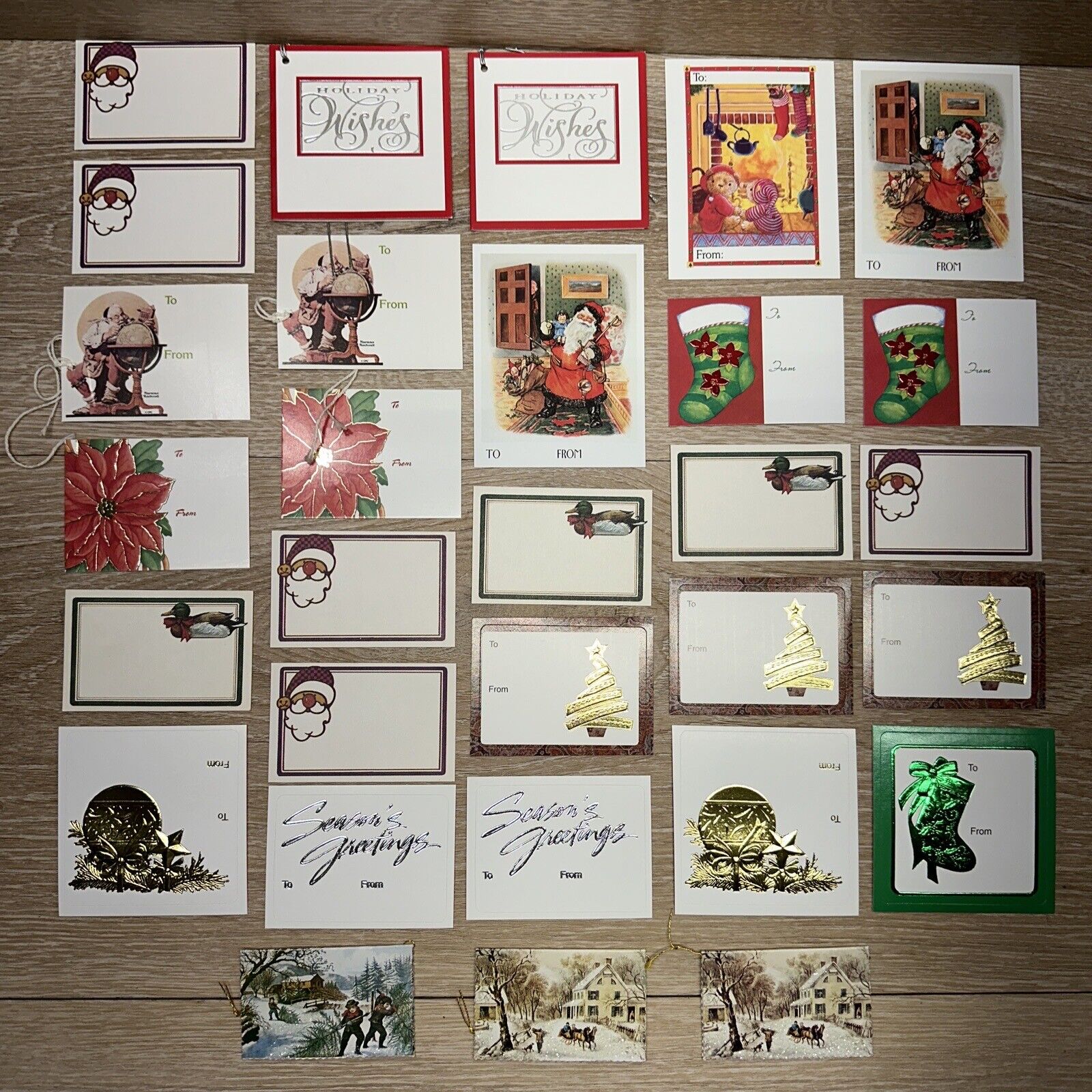 Vintage Christmas Decorative Gift Tags Stickers Present Holiday Mixed Lot Of 30