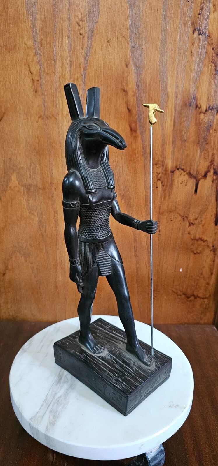 Egyptian God Seth Statue with was scepter , Handmade Egyptian Statue