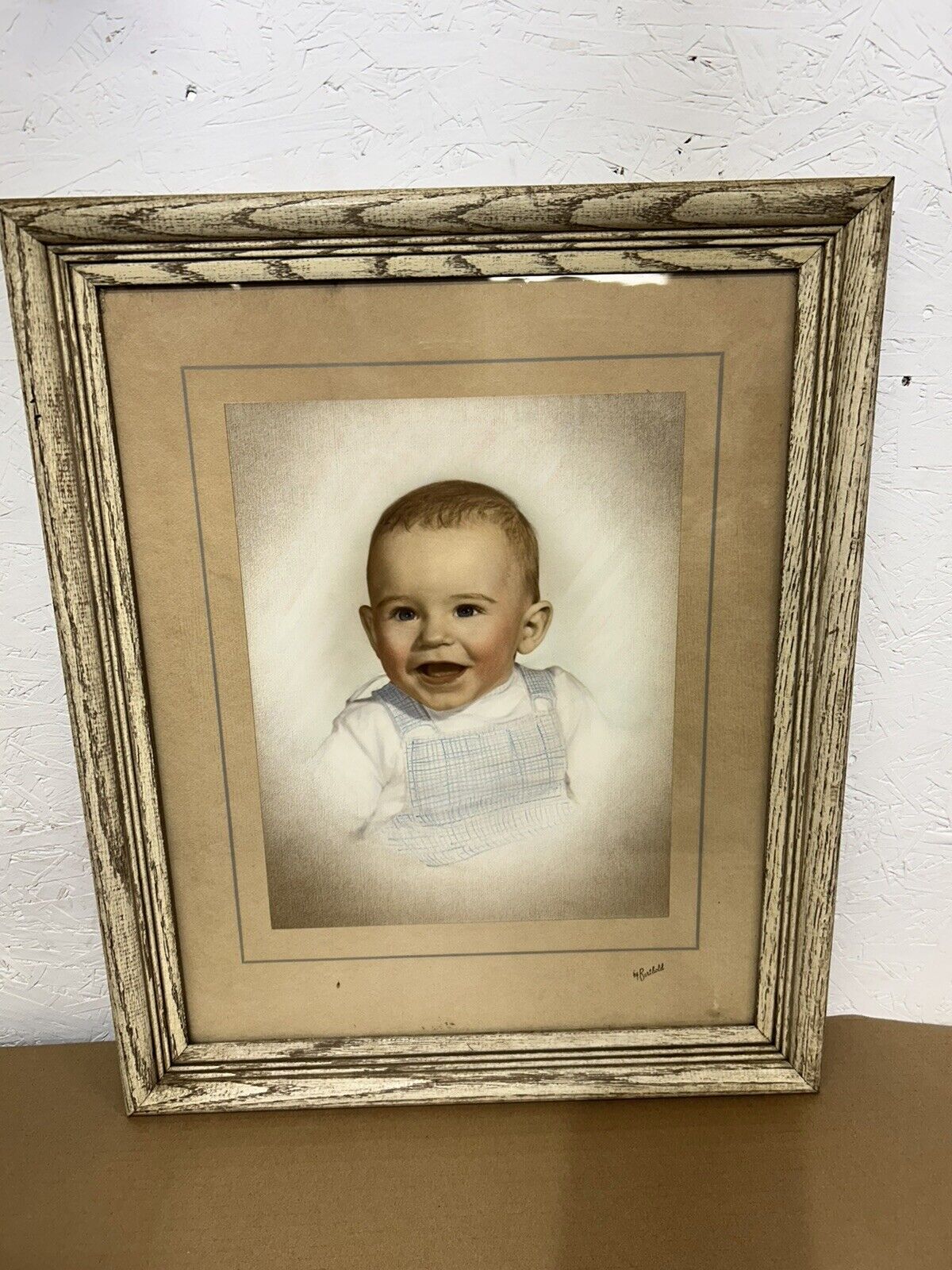 Vintage 19 X 23 Antique White Wood Picture Frame