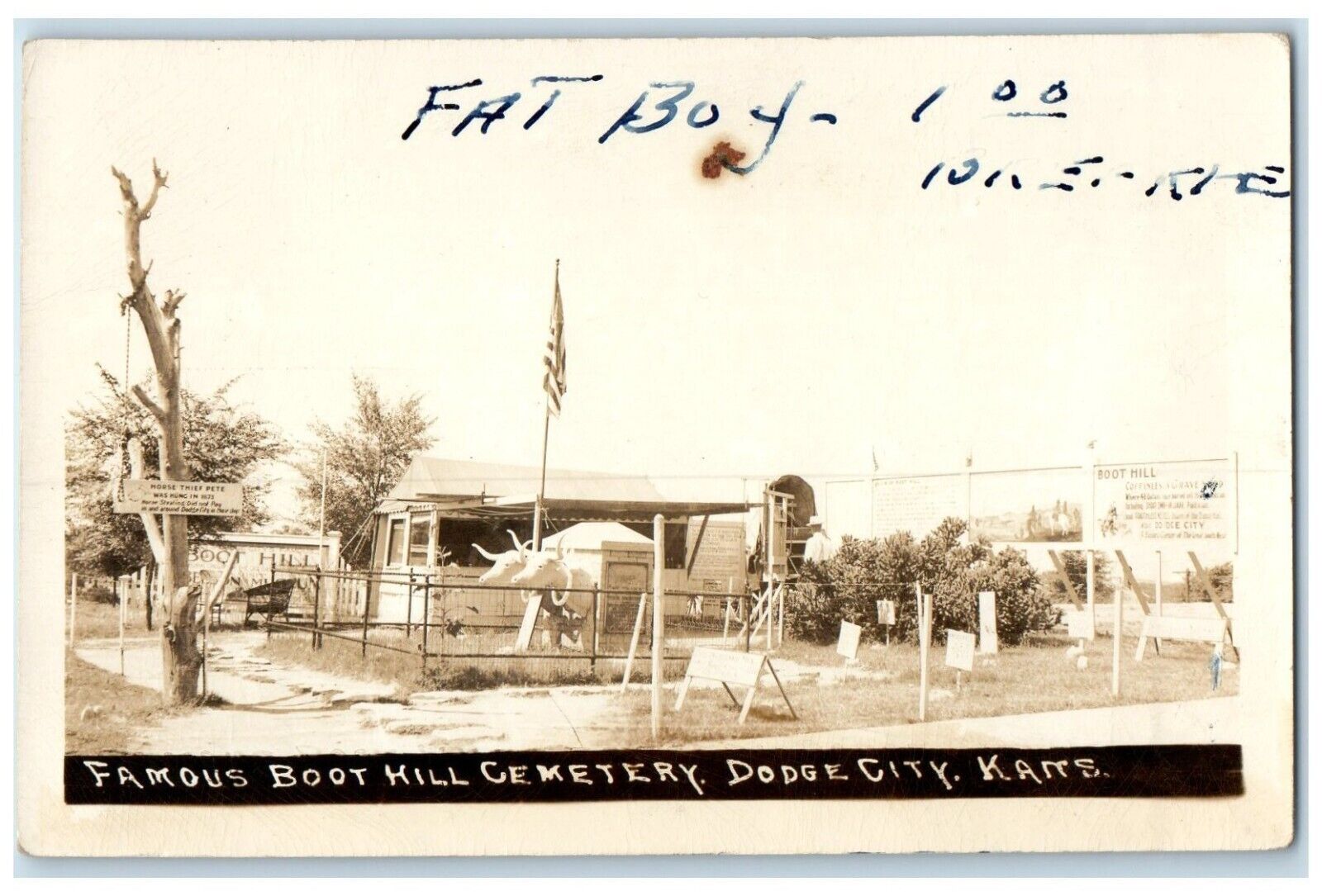 c1940's Famous Boot Hill Cemetery Dodge City Kansas RPPC Photo Vintage Postcard